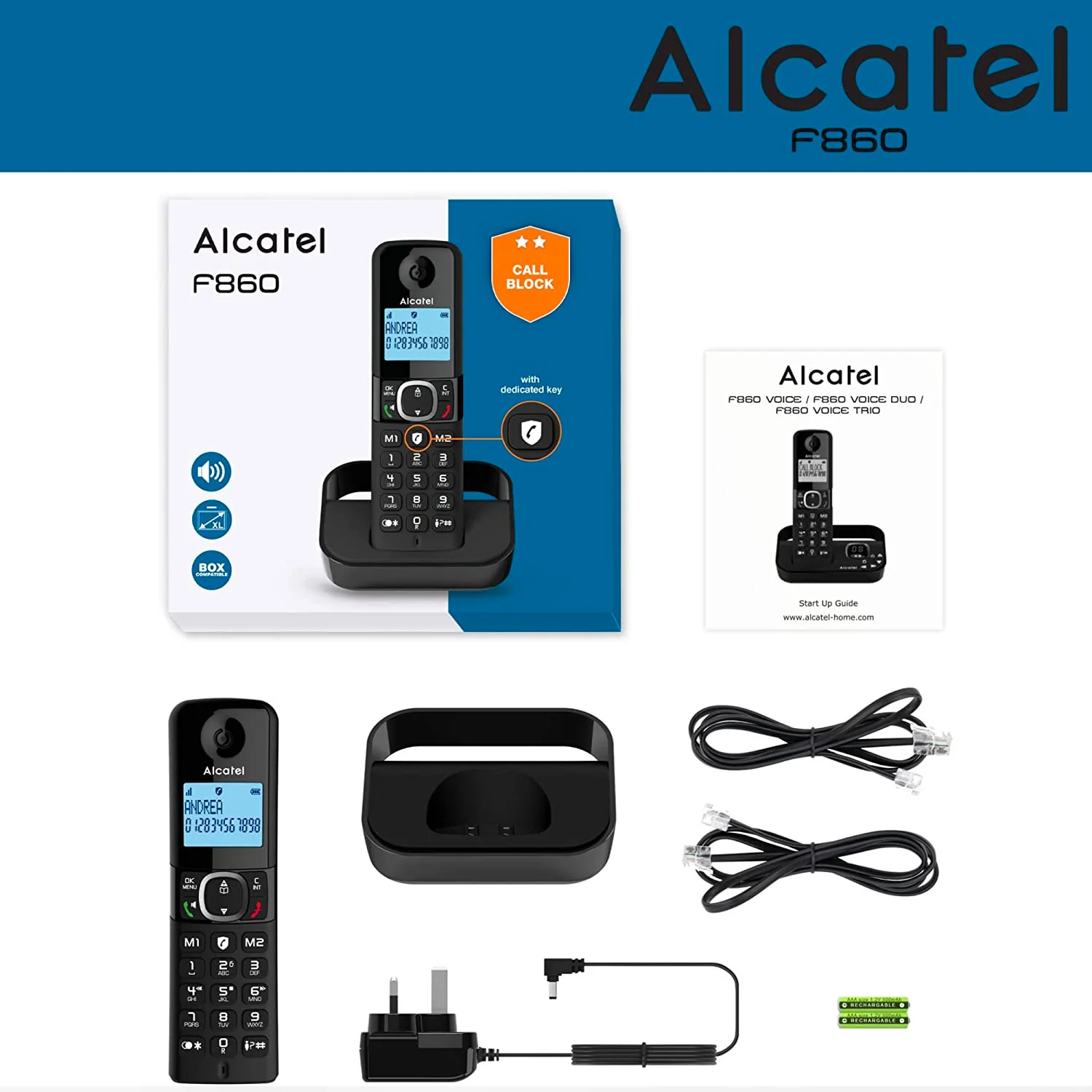 Alcatel F860 Cordless Phone, Single Handset - Image 3