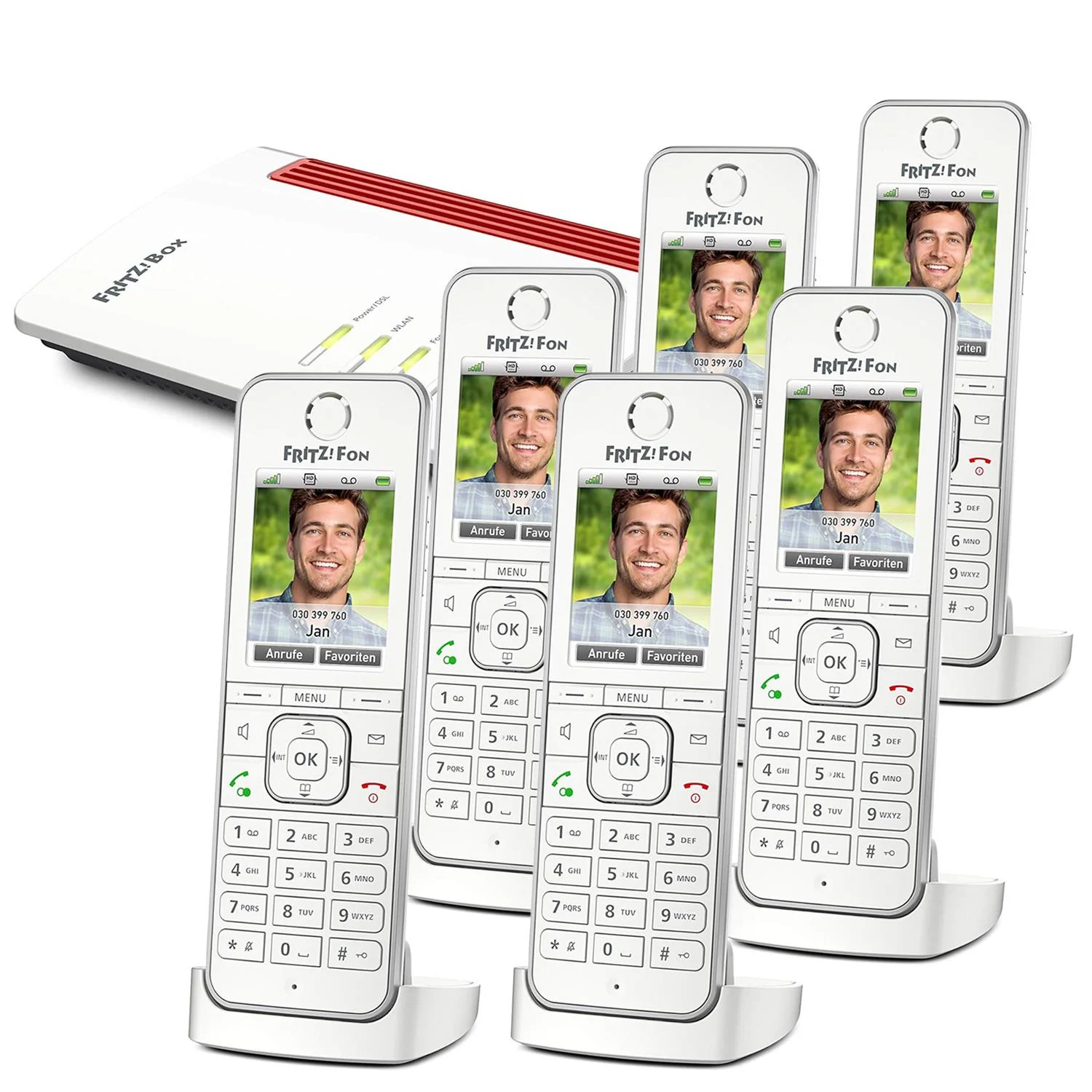 AVM FRITZ!Box 7530 AX WiFi Router and C6 VoIP Phone, Six Handsets