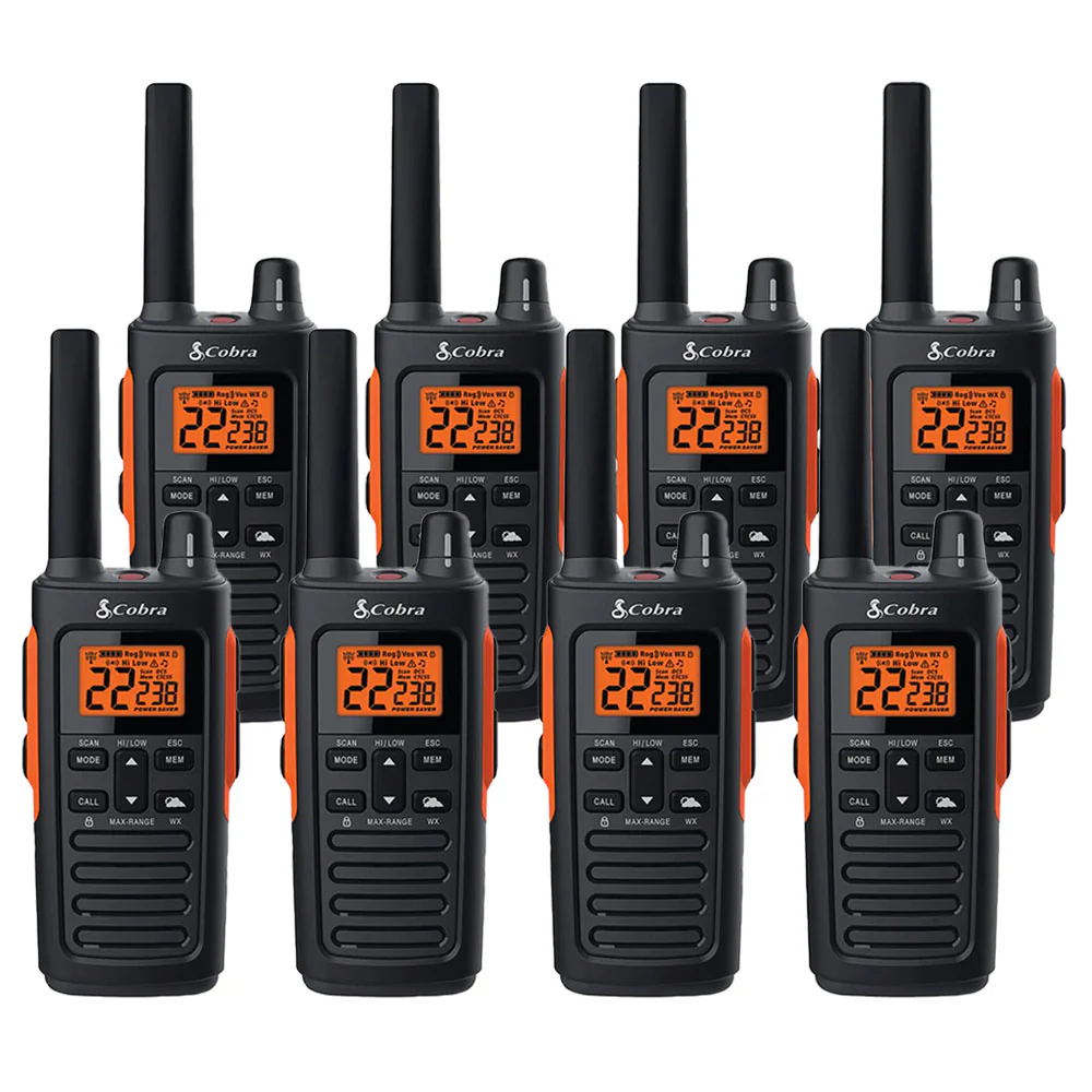 Cobra RX680 Walkie Talkies, Eight Pack
