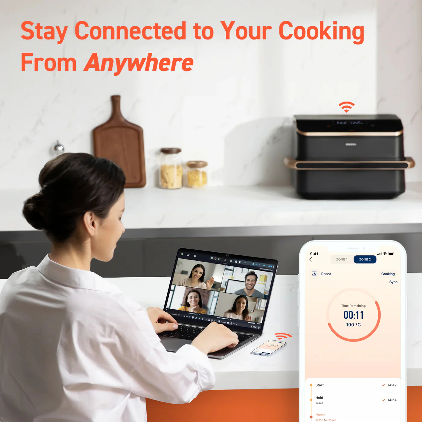 Cosori Dual Blaze Twinfry 10-Litre Air Fryer - Rose Gold - Image 10