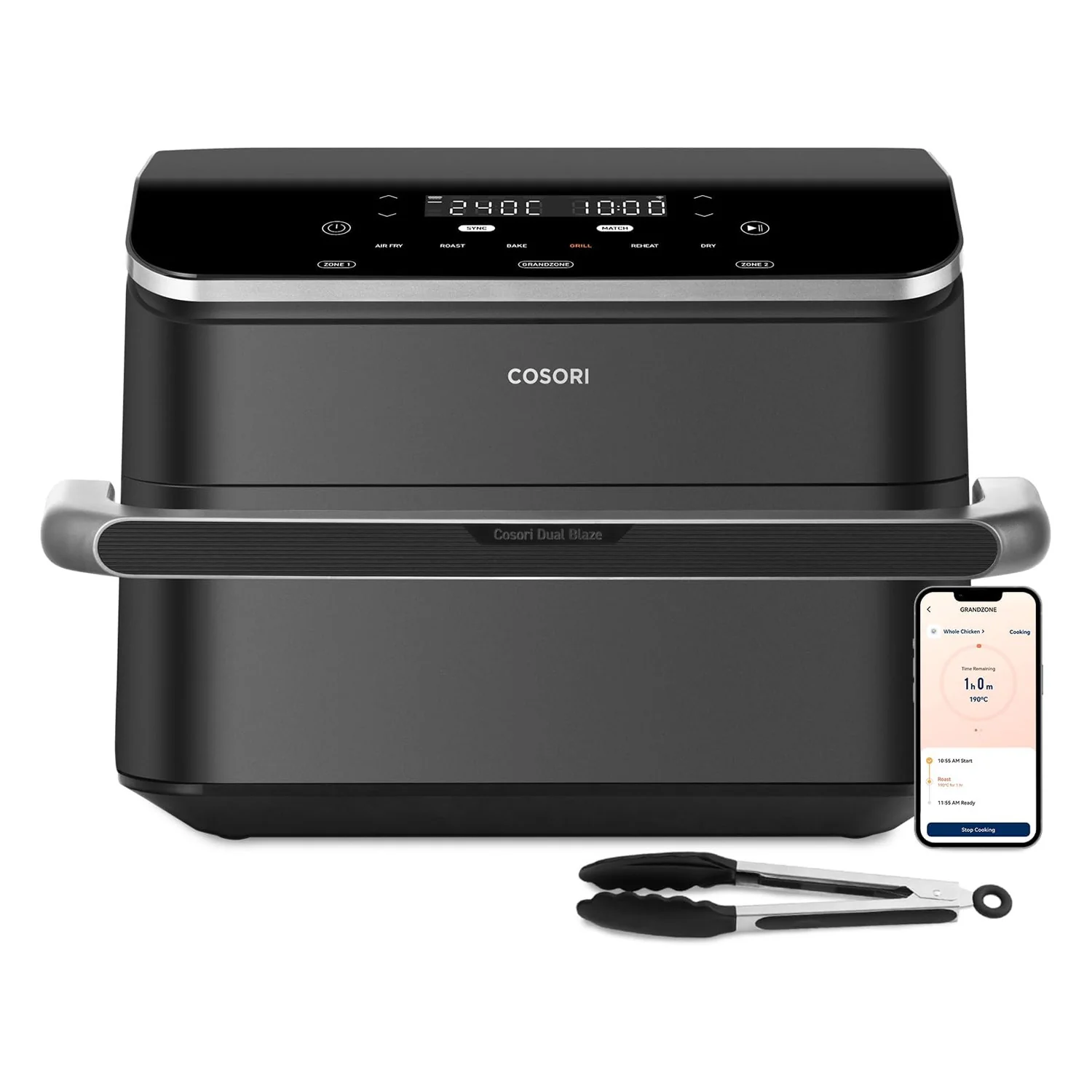 COSORI Smart Air Fryer TwinFry, 10L with Grandzone & Dual Zone, Dual Blaze Tech with 4 Fast Heaters, 8-in-1, Non-Stick and Dishwasher Safe
