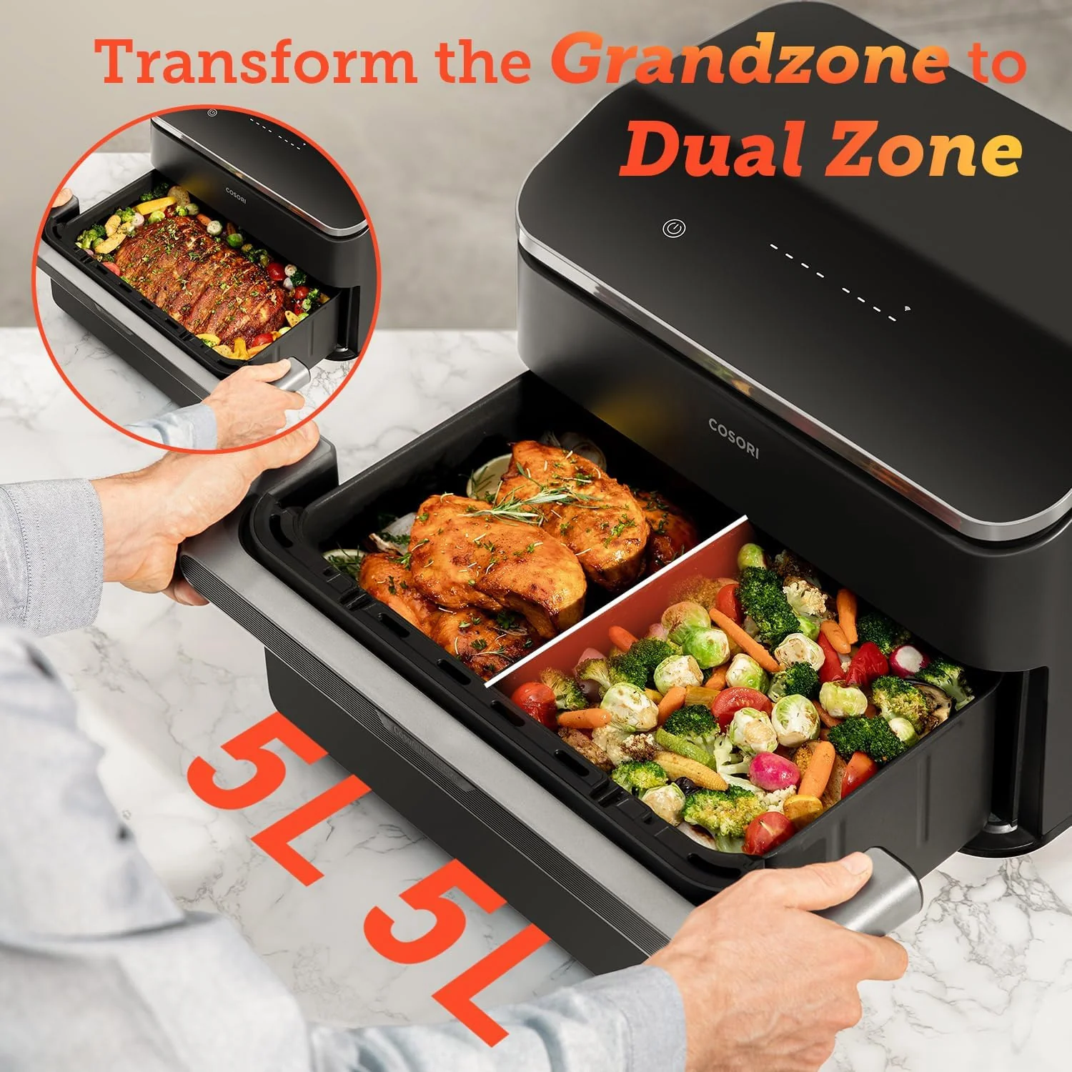 COSORI Smart Air Fryer TwinFry, 10L with Grandzone & Dual Zone, Dual Blaze Tech with 4 Fast Heaters, 8-in-1, Non-Stick and Dishwasher Safe - Image 12