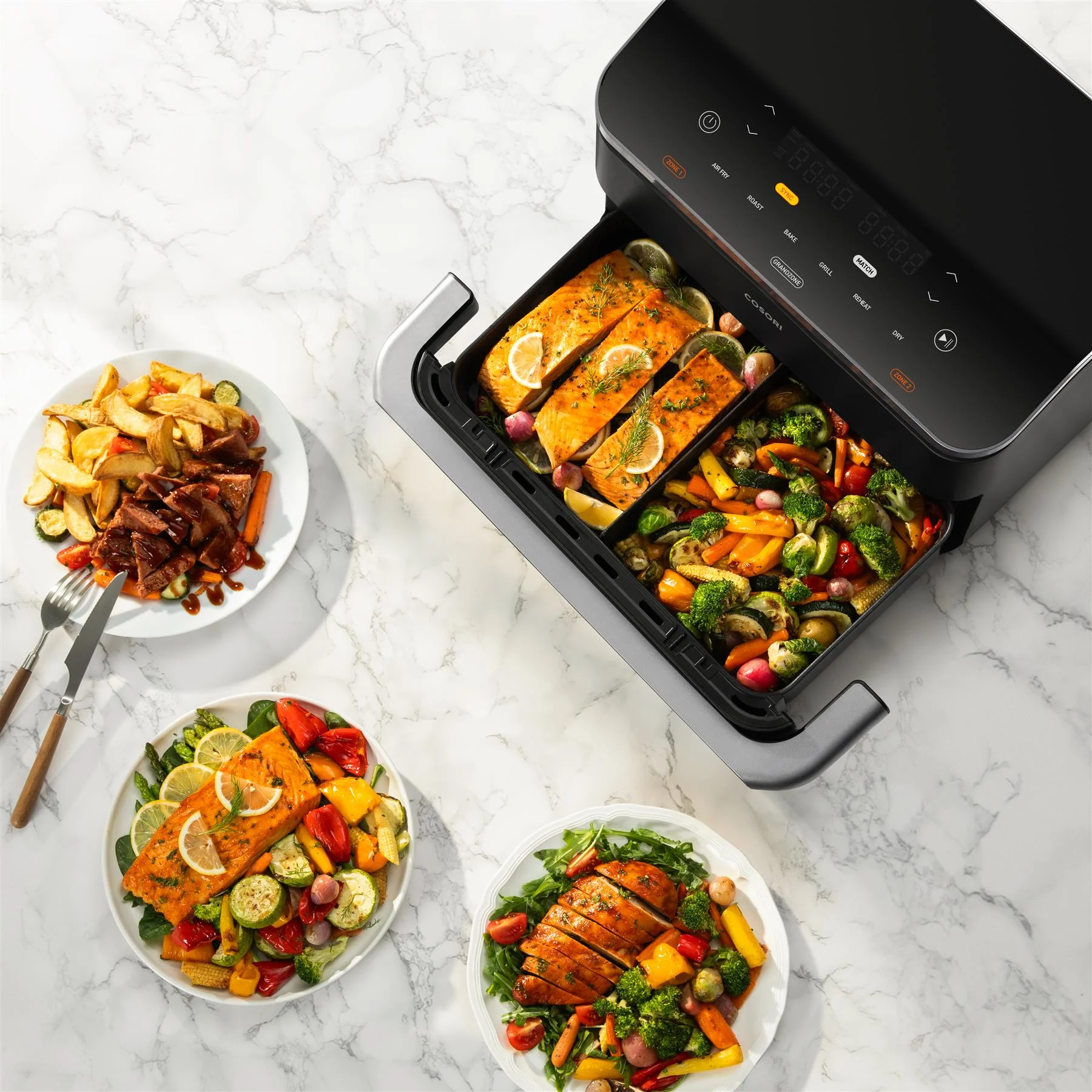 COSORI Smart Air Fryer TwinFry, 10L with Grandzone & Dual Zone, Dual Blaze Tech with 4 Fast Heaters, 8-in-1, Non-Stick and Dishwasher Safe - Image 2