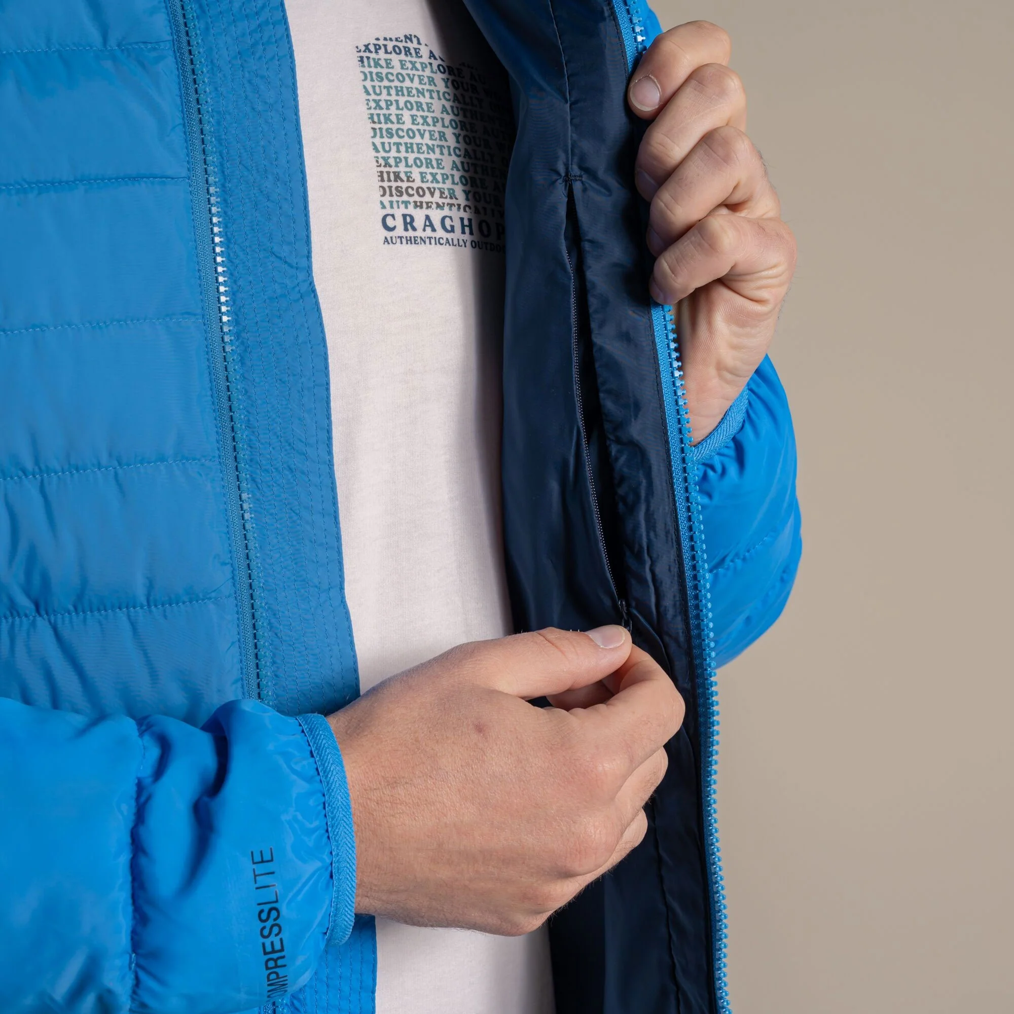 Craghoppers Men's Compresslite IX Hooded Insulating Jacket | Azure Sky - Image 6
