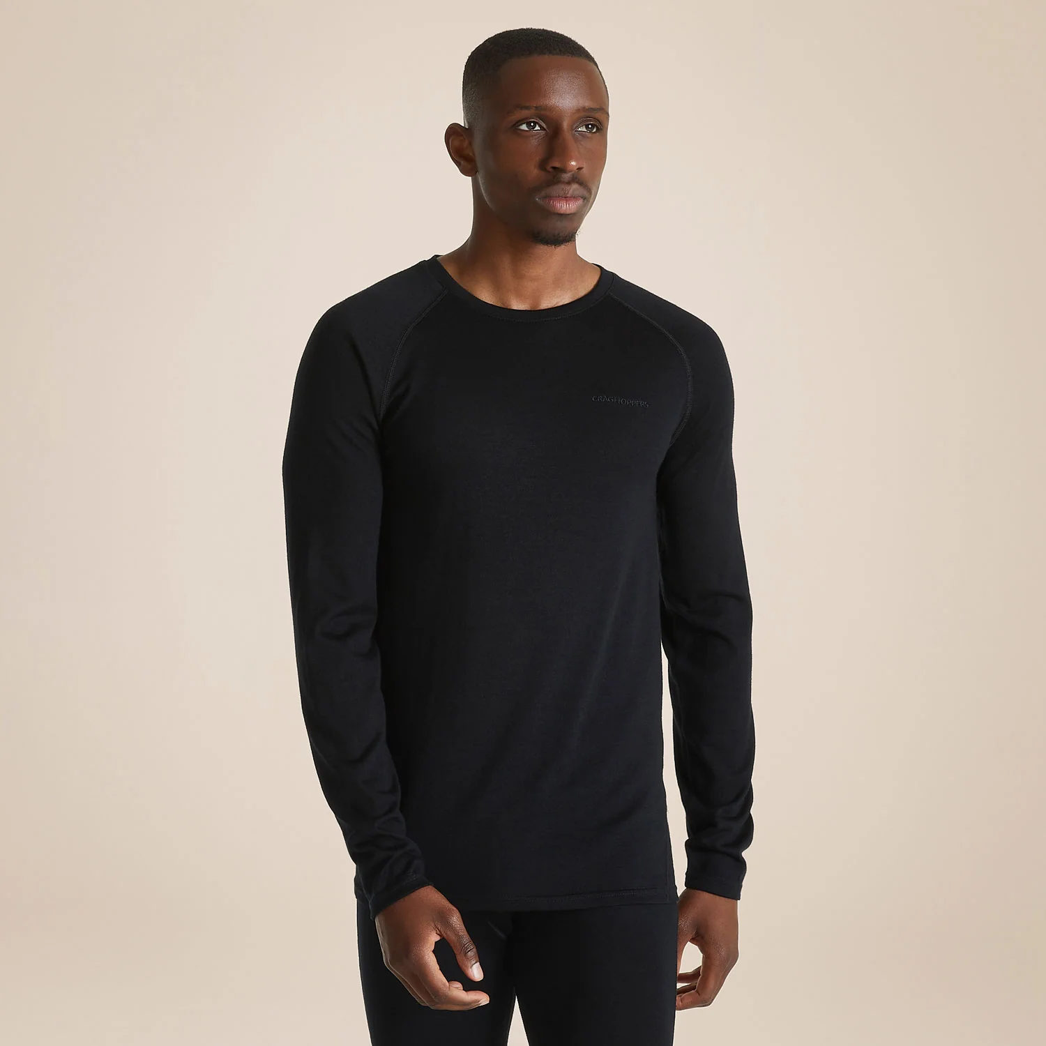 Craghoppers Men's Merino Crew Neck Long Sleeved Baselayer II | Black