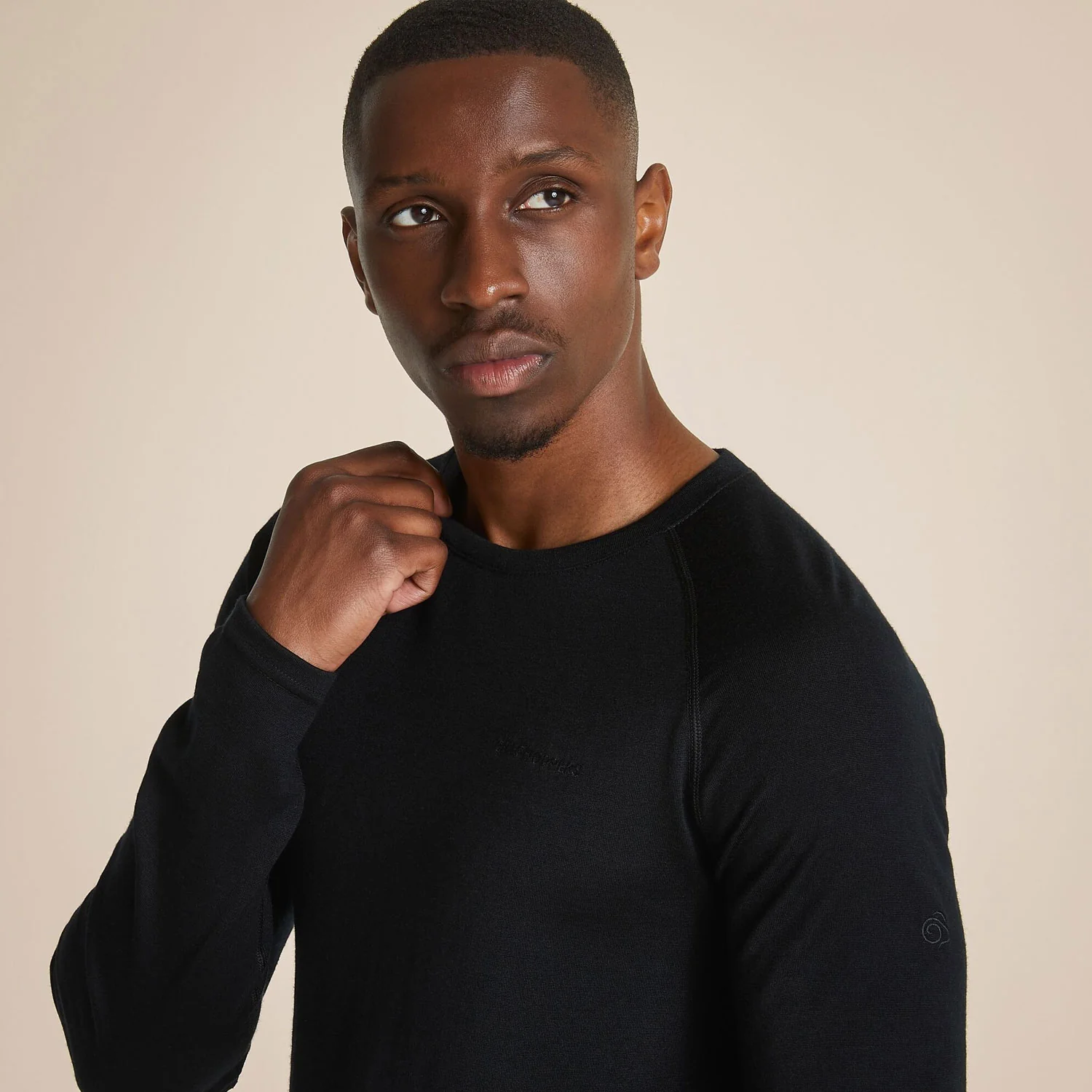 Craghoppers Men's Merino Crew Neck Long Sleeved Baselayer II | Black - Image 3