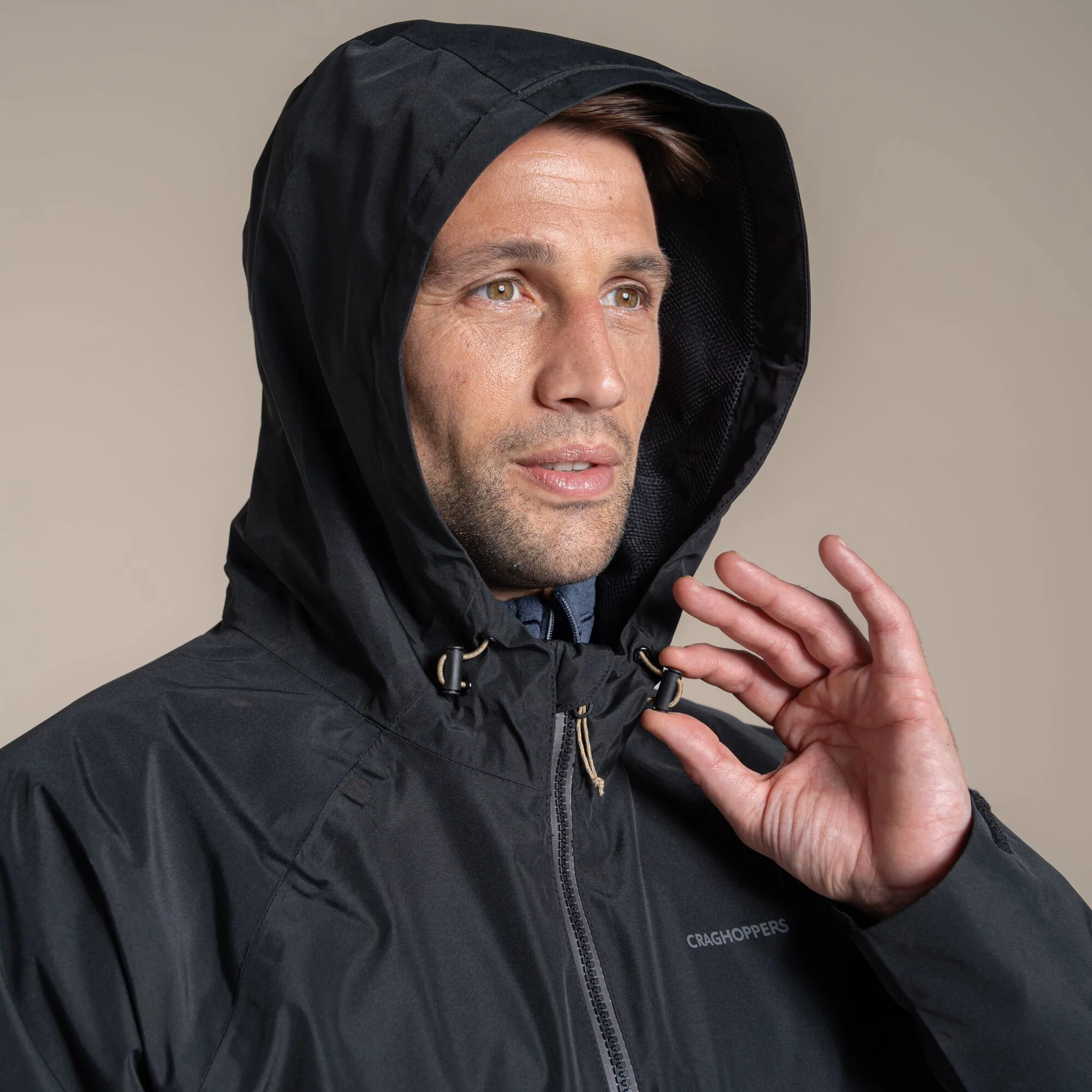 Craghoppers Men's Osuna Waterproof Jacket | Black / Dark Iron - Image 8