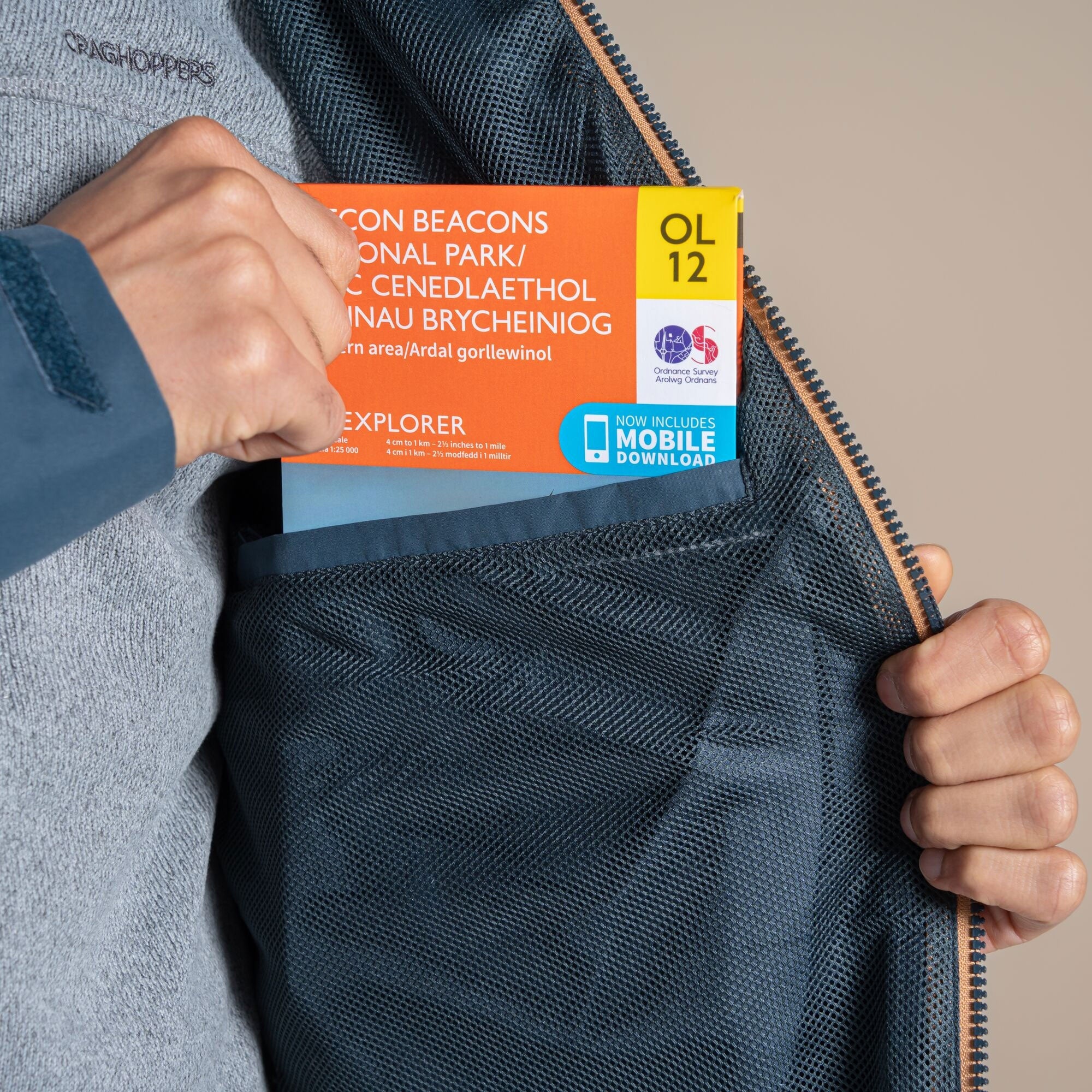 Craghoppers Men's Osuna Waterproof Jacket | Blue Stone / Boulder - Image 5