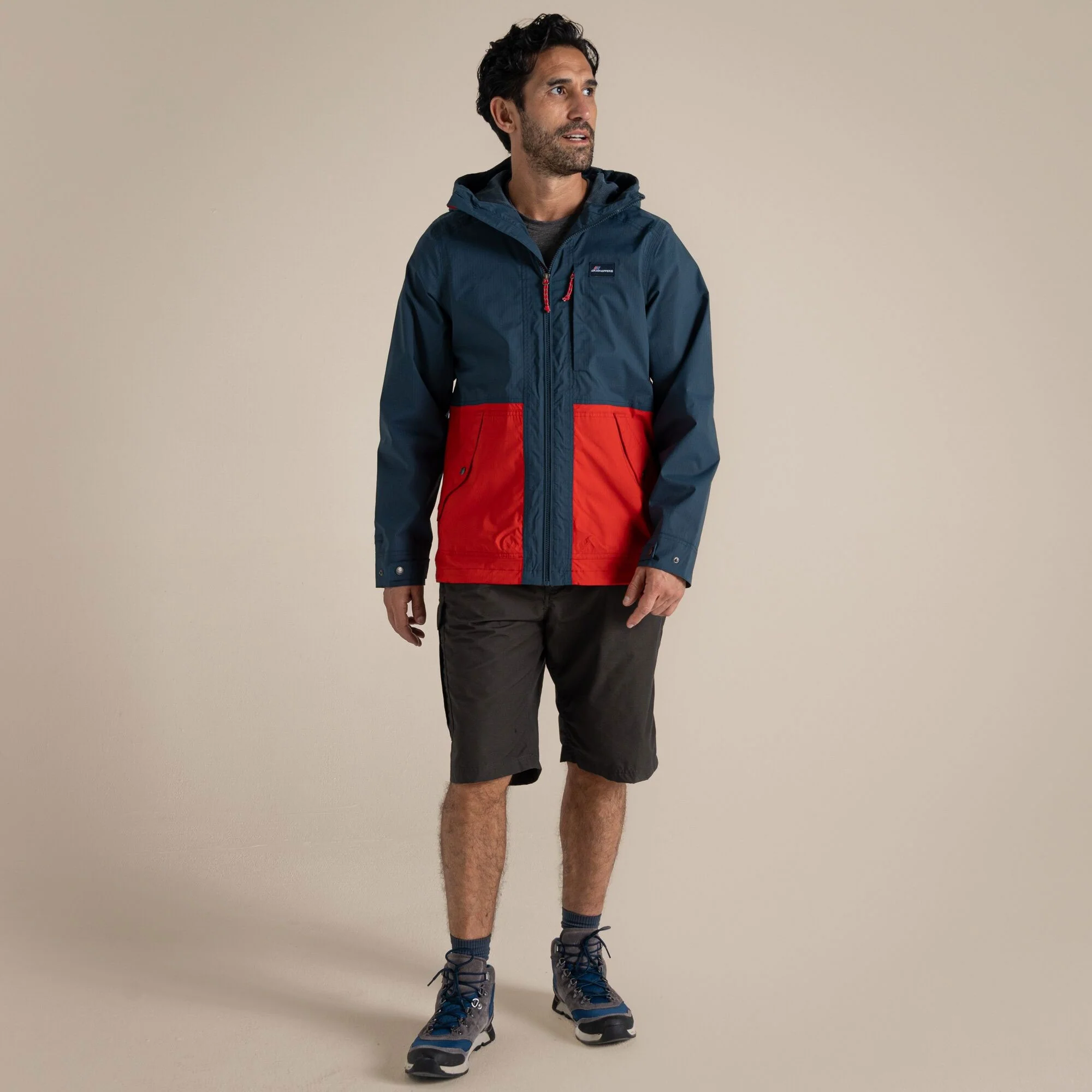 Craghoppers Men's Pandion Waterproof Jacket | Blue Stone / Pimento Red - Image 3