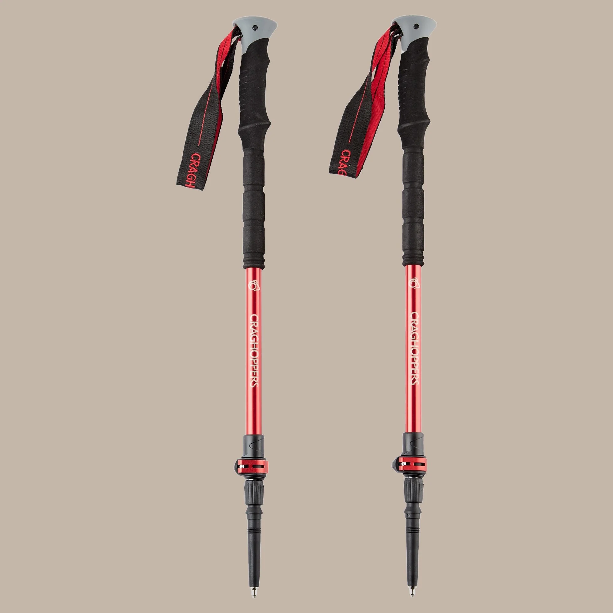 Craghoppers Venture Antishock Walking Poles | Anodised Red / Anodised Grey (Pair)