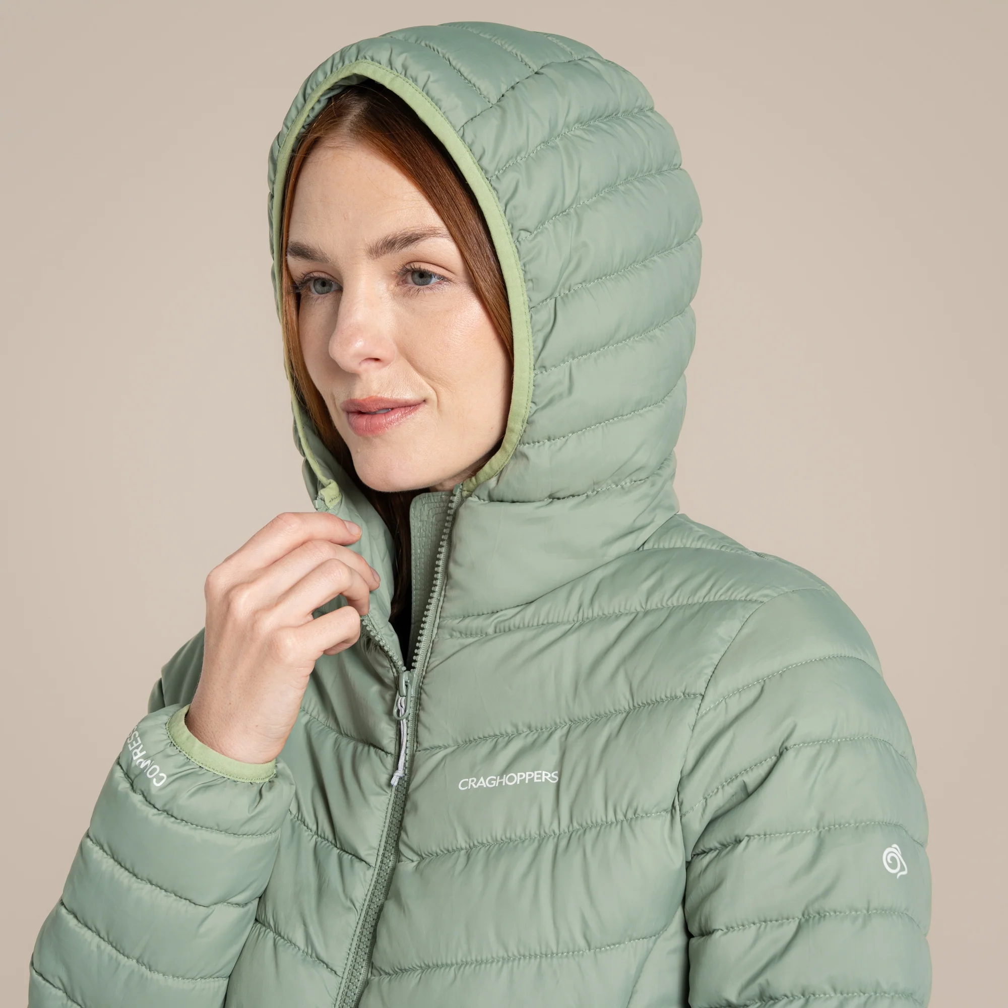 Craghoppers Women's Compresslite IX Hooded Insulating Jacket | Deep Bud Green - Image 3