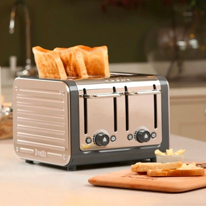 Dualit Architect 4 Slice Toaster in Grey & Polished Steel - Image 3