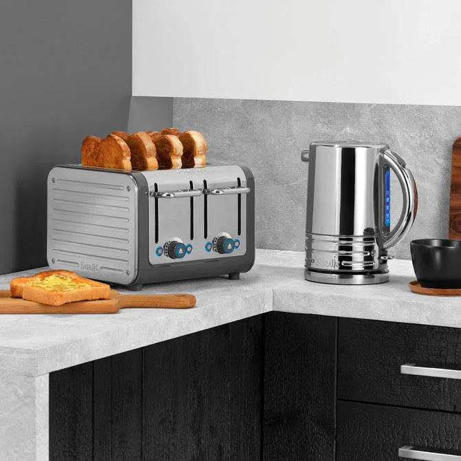 Dualit Architect 4 Slice Toaster in Grey & Polished Steel - Image 4
