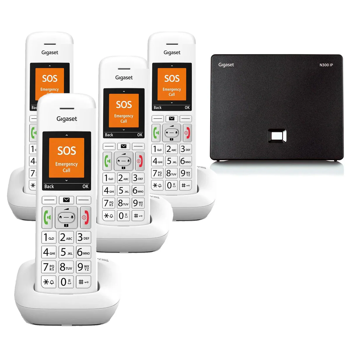 Gigaset E390A Premium VoIP Phone, Quad Handset
