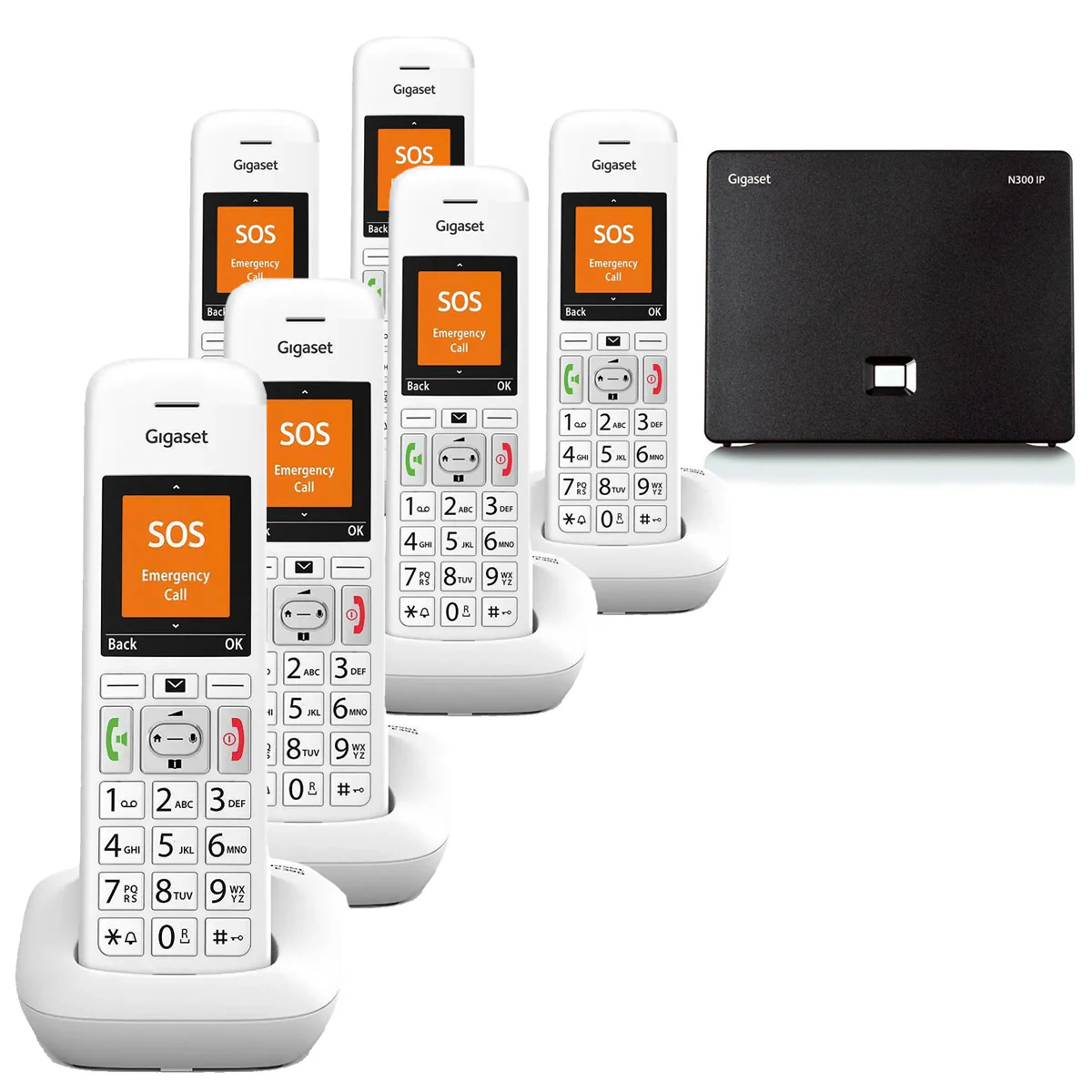 Gigaset E390A Premium VoIP Phone, Six Handset