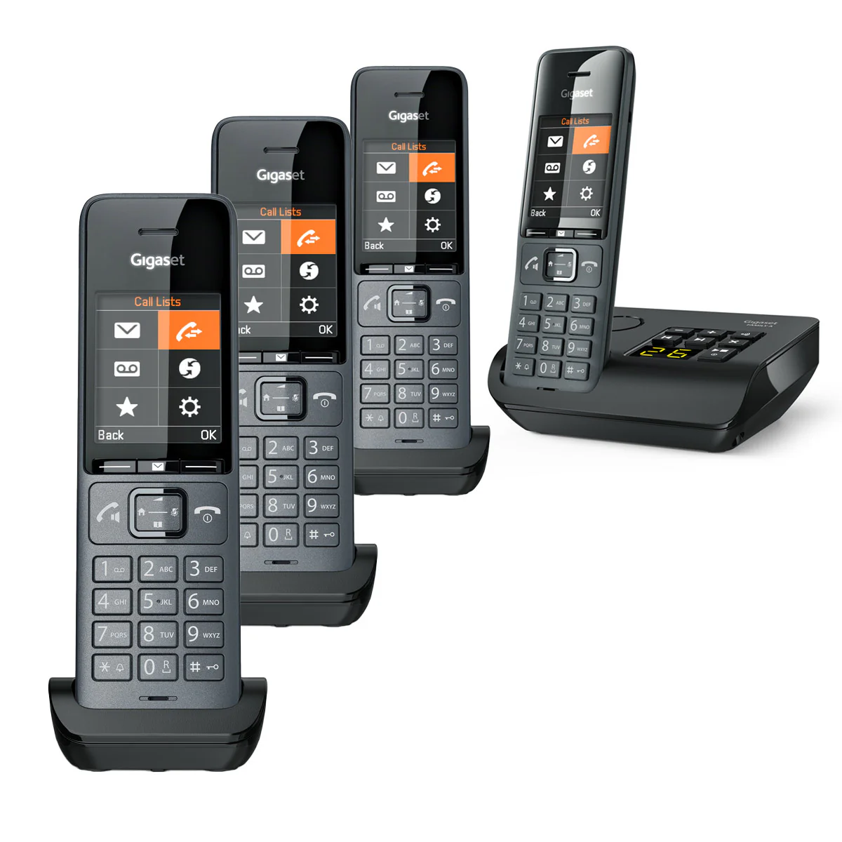 Gigaset Family Plus A Cordless Phones, Quad Handset with Answer Machine
