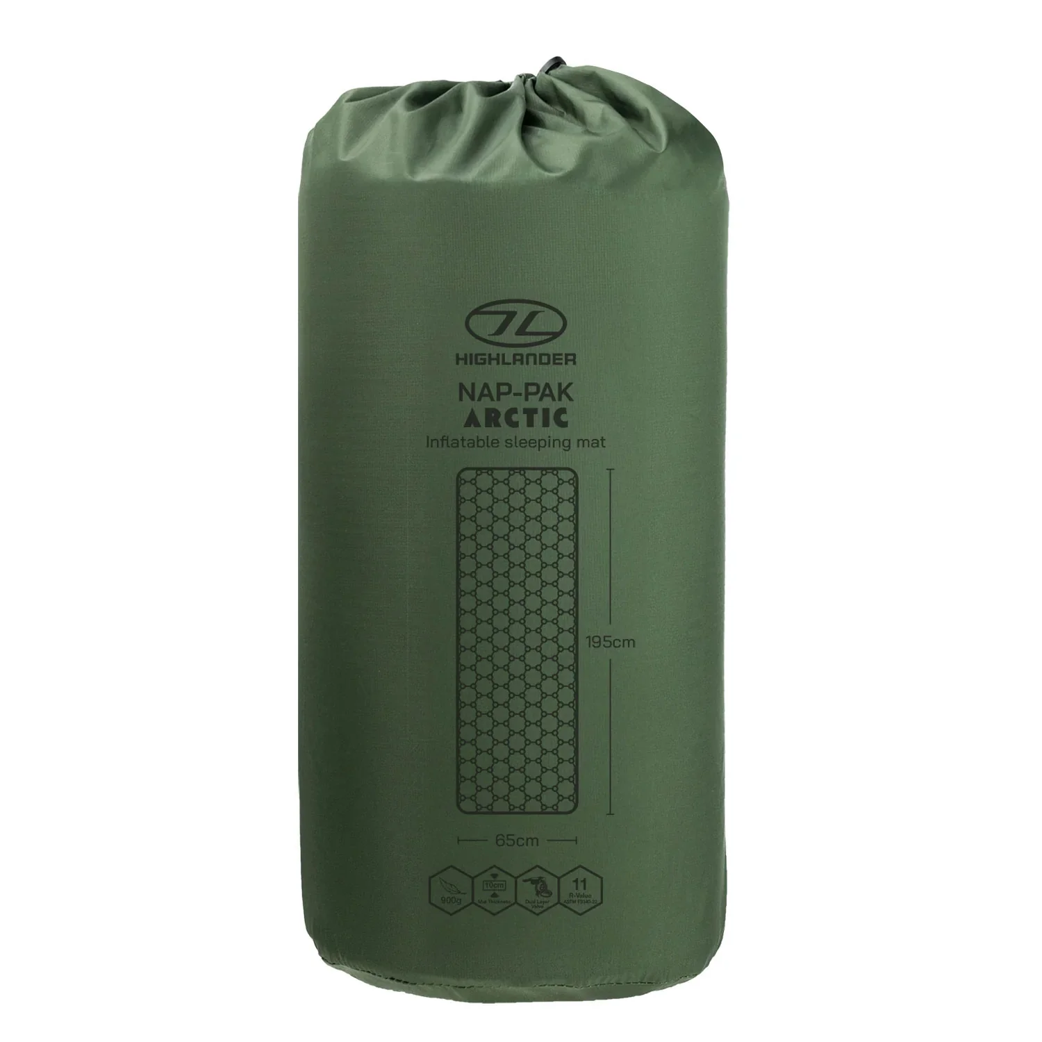Highlander Nap-Pak Arctic R11 Inflatable Sleeping Mat - Olive Green - Image 7