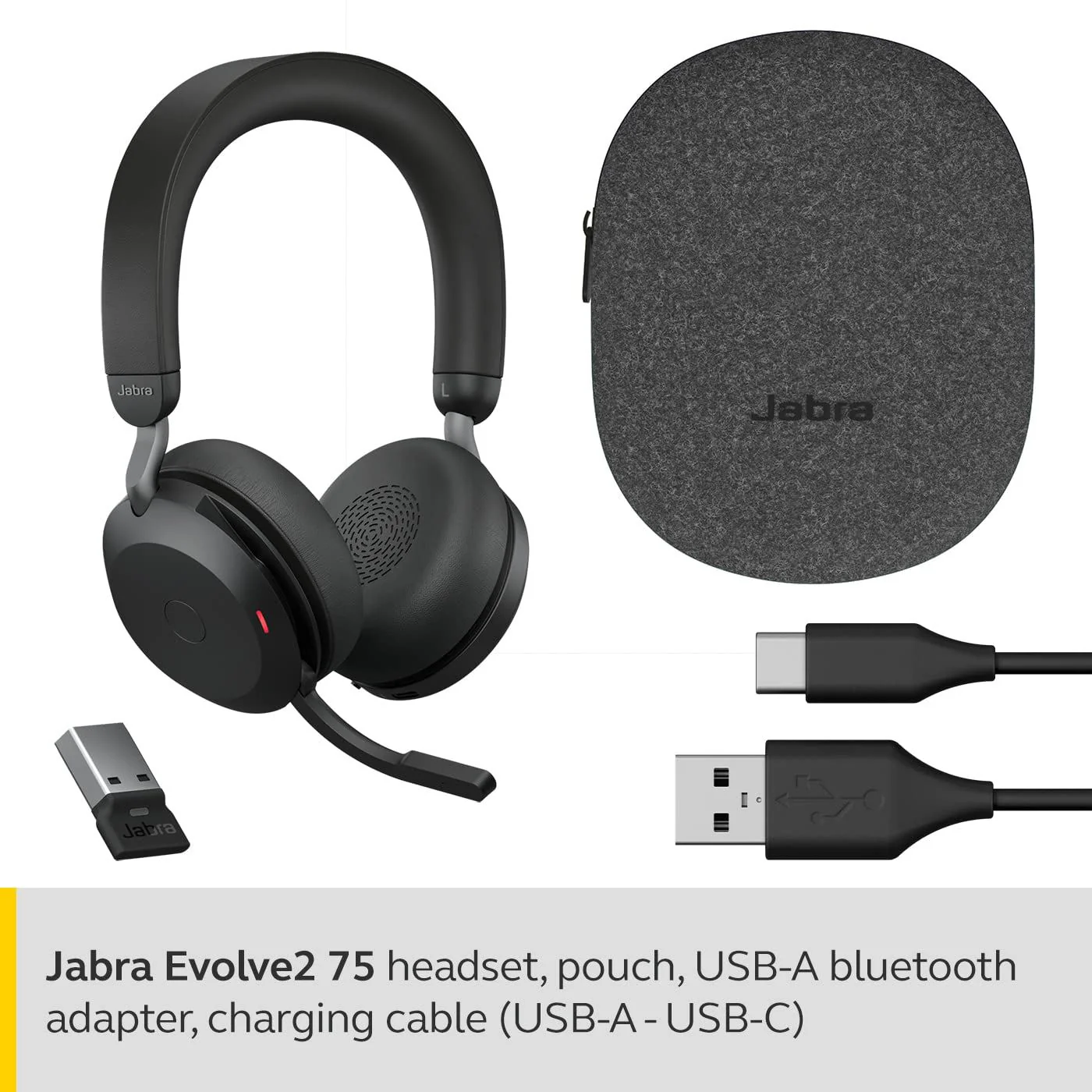 Jabra Evolve2 75 USB-A MS Stereo Headset in Black - Image 2