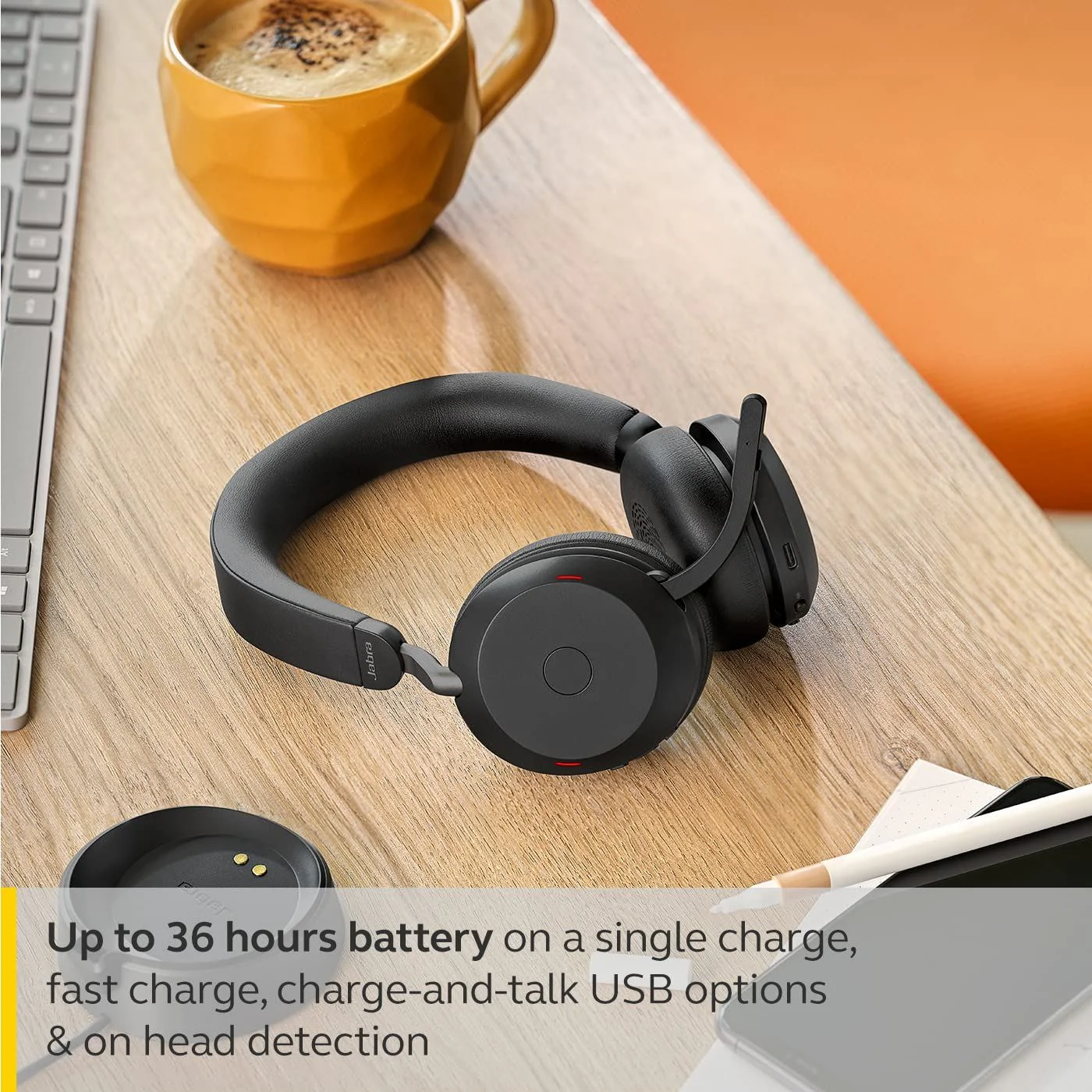 Jabra Evolve2 75 USB-A MS Stereo Headset in Black - Image 6
