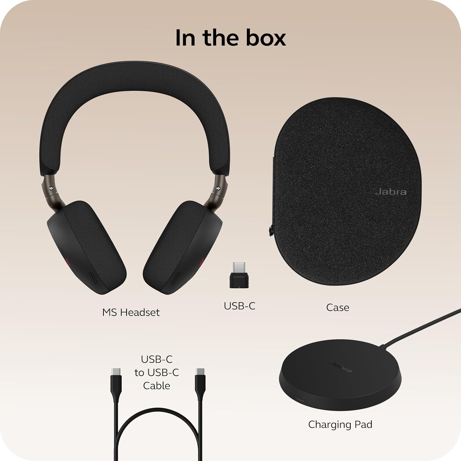 Jabra Evolve3 75 MS Stereo, Link 390 USB-C, Black, with Wireless Charging pad - Image 2
