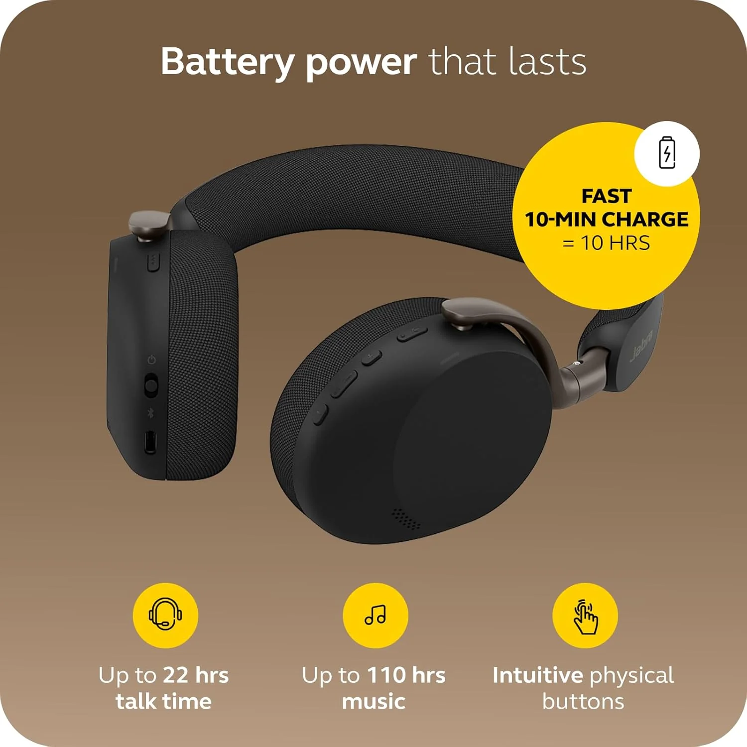 Jabra Evolve3 75 UC Stereo, Link 390 USB-C, Black, with Wireless Charging pad - Image 7