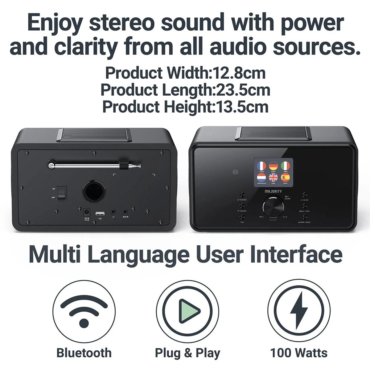 Majority Bard 4 inch Speakers Subwoofer DAB+ Internet Radio Spotify Bluetooth White - Image 4