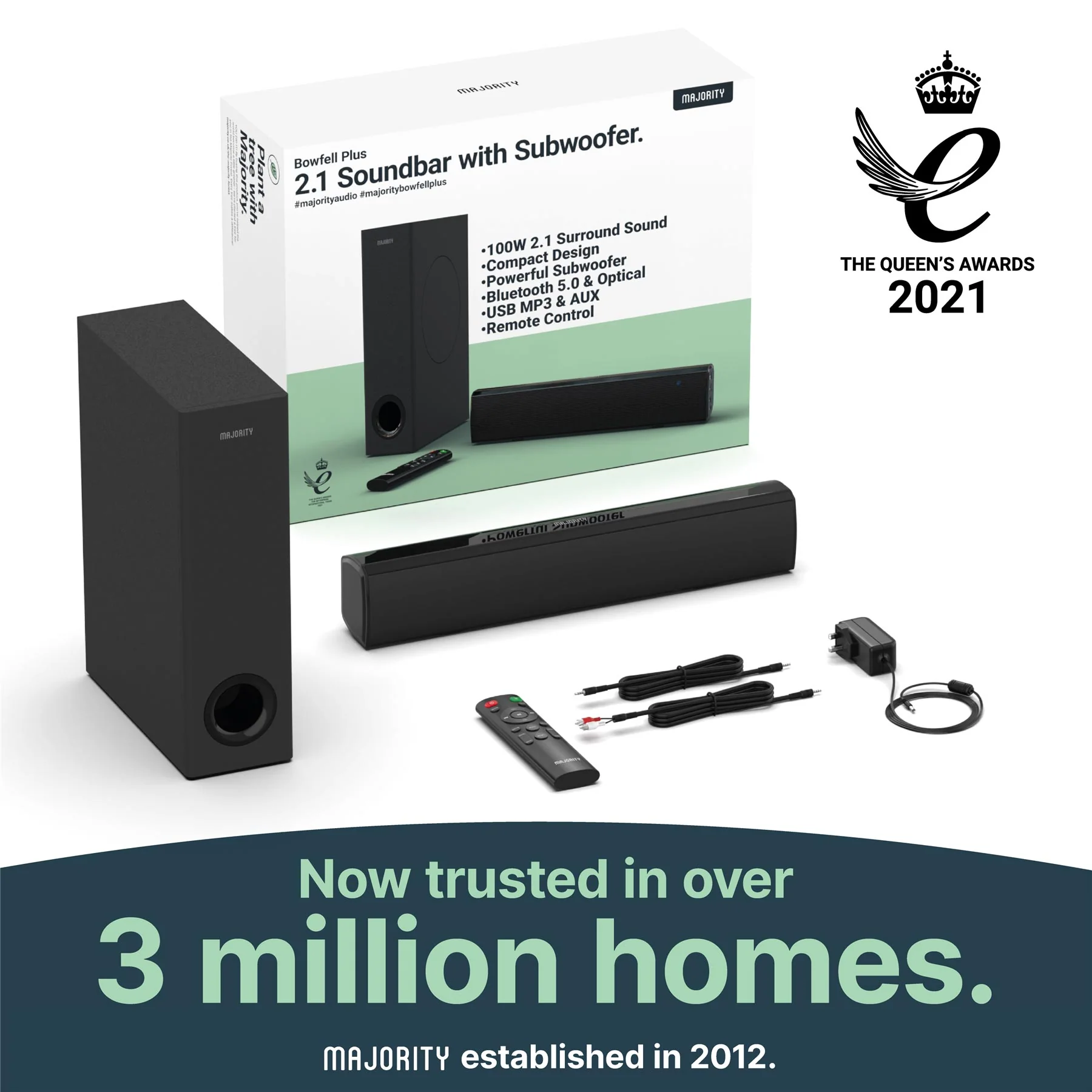 Majority Bowfell Plus Bluetooth Sound Bar with Subwoofer - Image 2