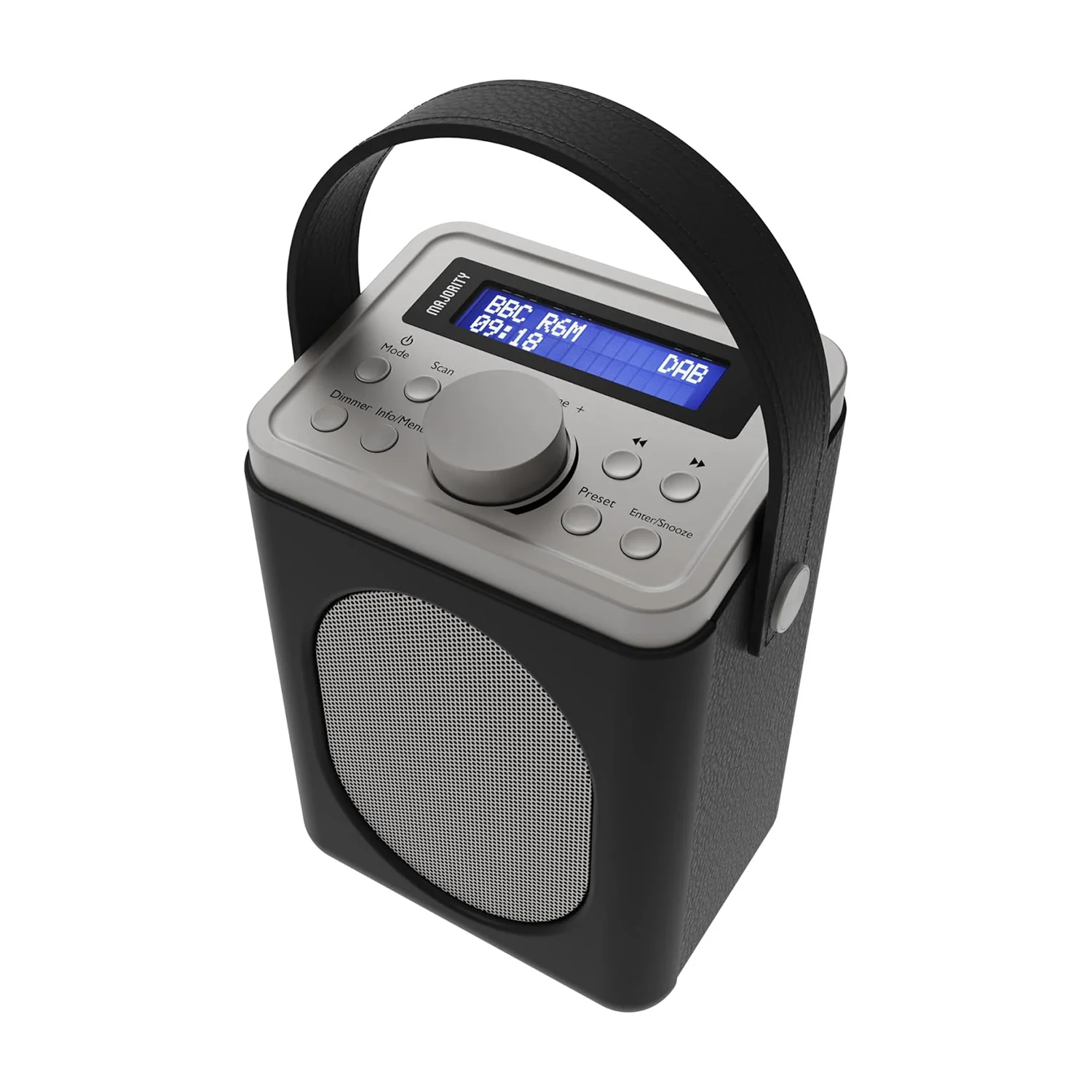 Majority Little Shelford Portable DAB/DAB+ FM Radio Bluetooth Alarm & Sleep Timer Black & Grey