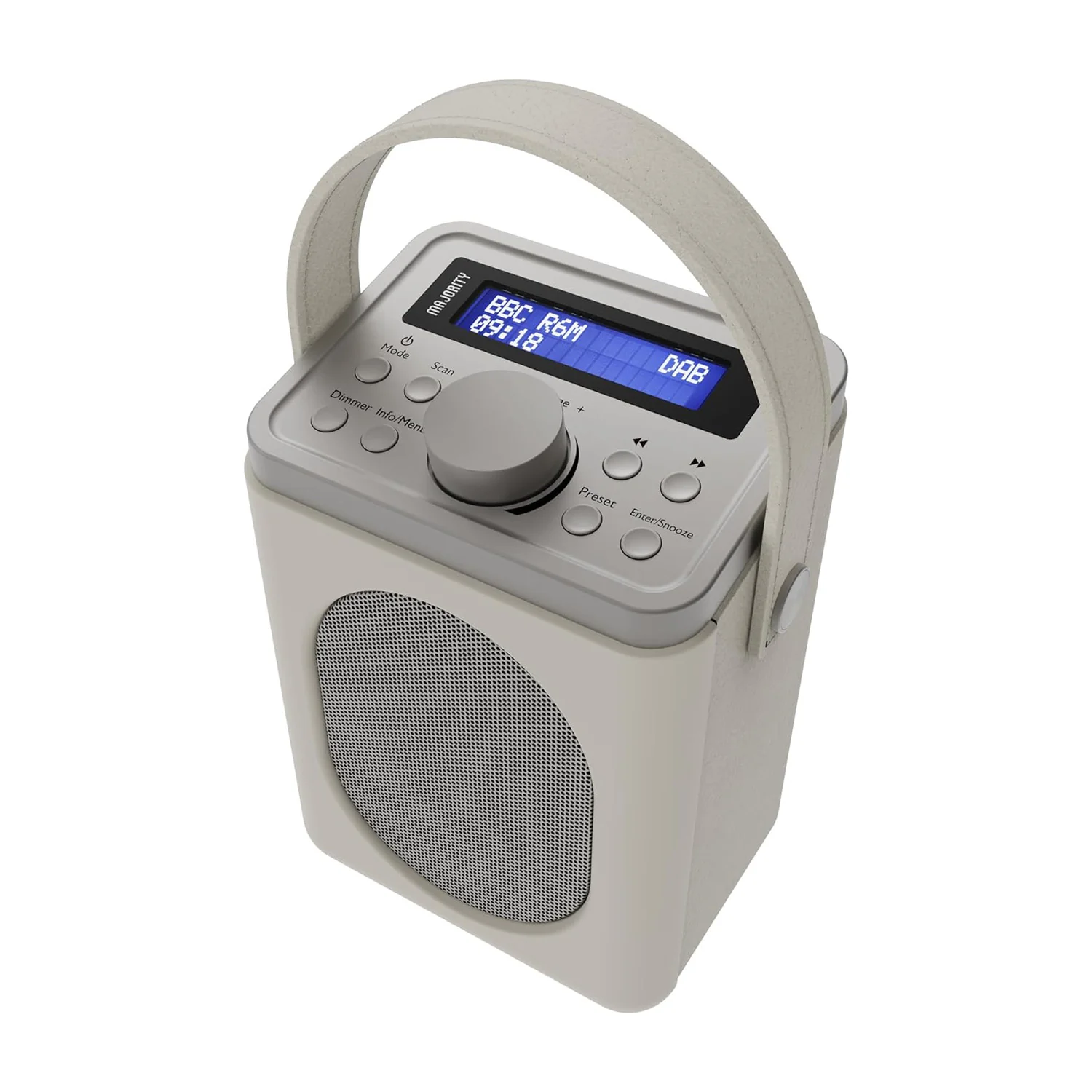 Majority Little Shelford Portable DAB/DAB+ FM Radio Bluetooth Alarm & Sleep Timer Cream & Grey