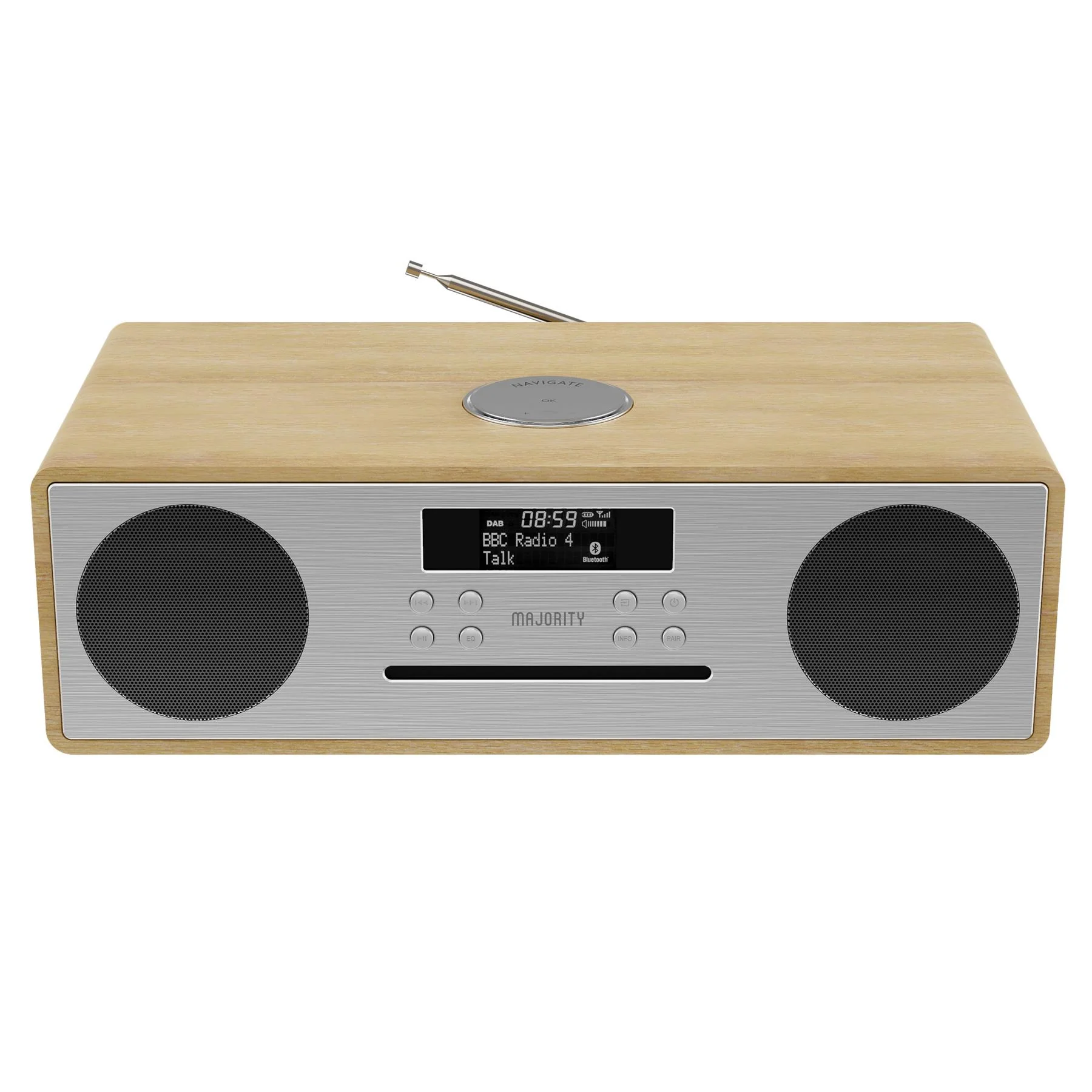 Majority Oakington Bluetooth Hi-Fi Compact Stereo System FM DAB Radio & CD Player Oak