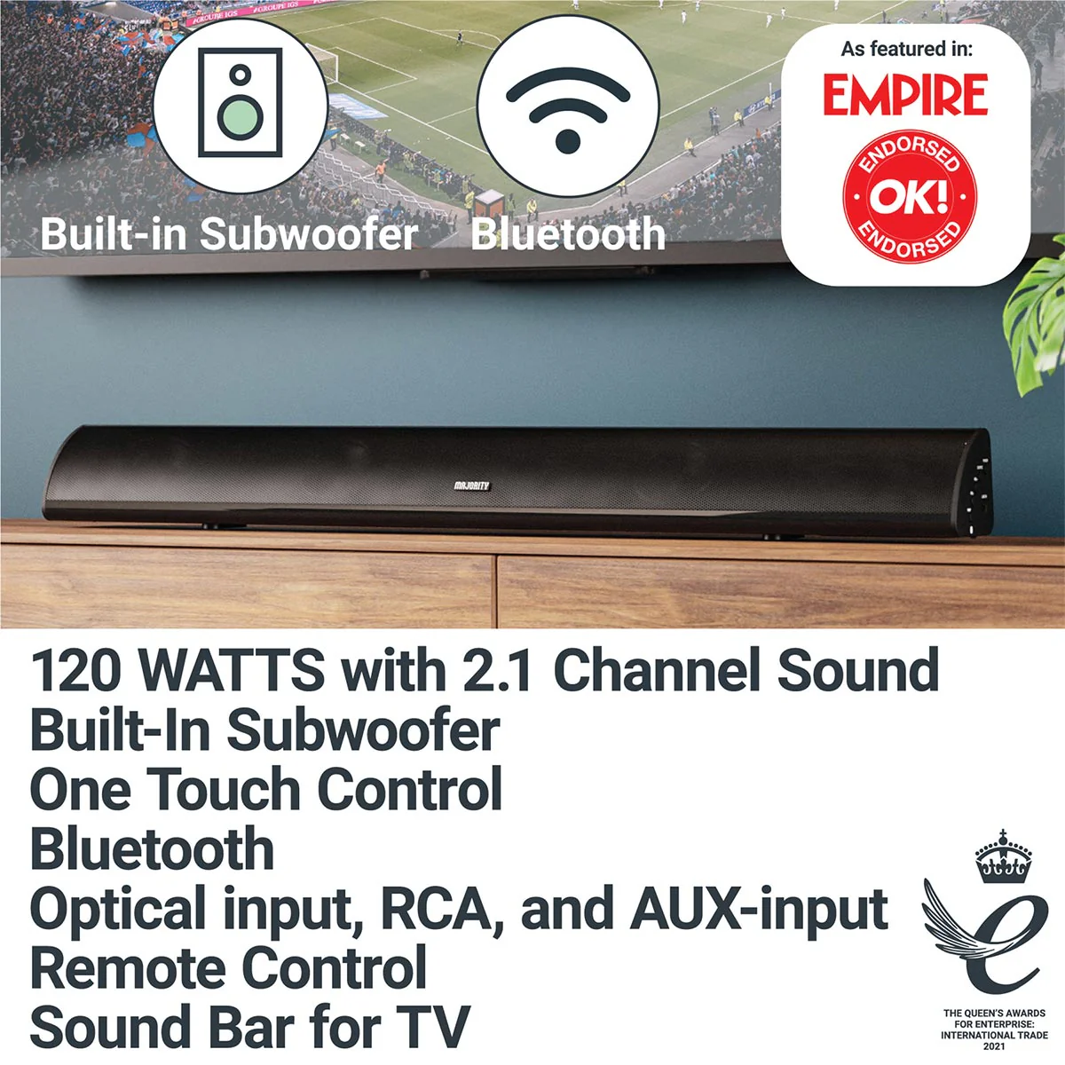 Majority Snowdon Soundbar - Black - Image 5