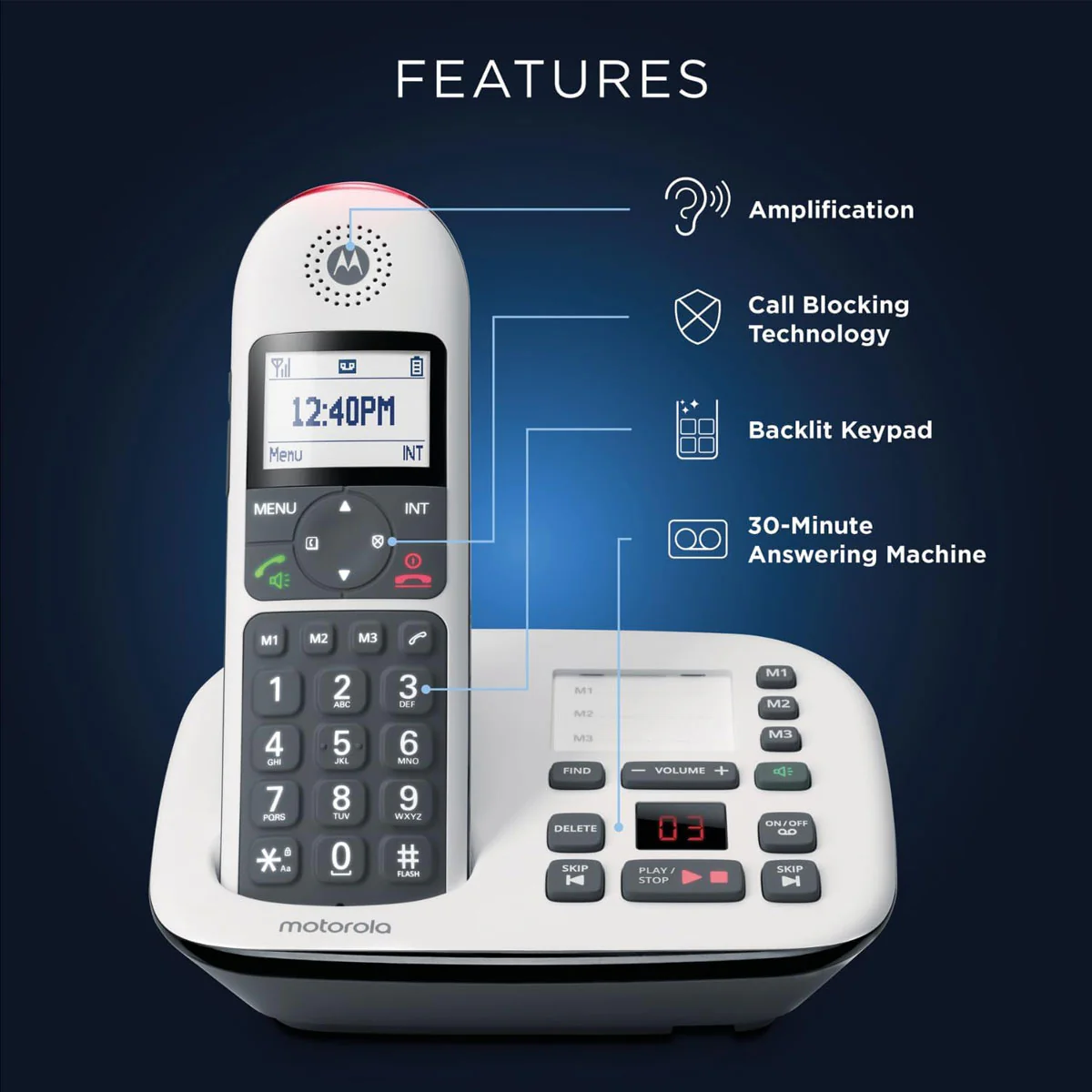 Motorola CD5012 Big Button Home Phones, Twin Handset - Image 5
