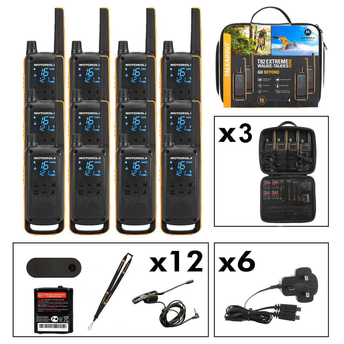 Motorola TALKABOUT T82 Extreme Twelve Pack Walkie Talkies