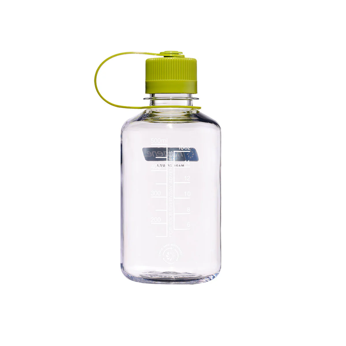 Nalgene Narrow Mouth 500ml Tritan Sustain Water Bottle - Clear (Green Cap) - Image 2