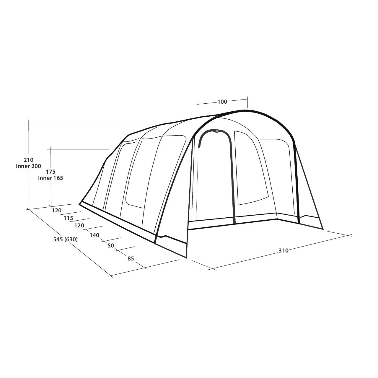 Outwell Moonhill 5 Air Tent, 5-Person - Image 2