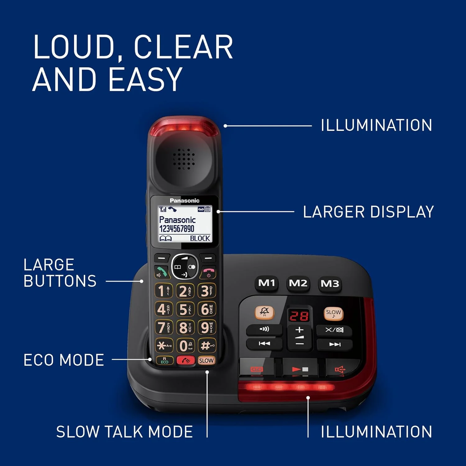 Panasonic KX-TGM423 Trio Big Button Cordless Phones - Image 6