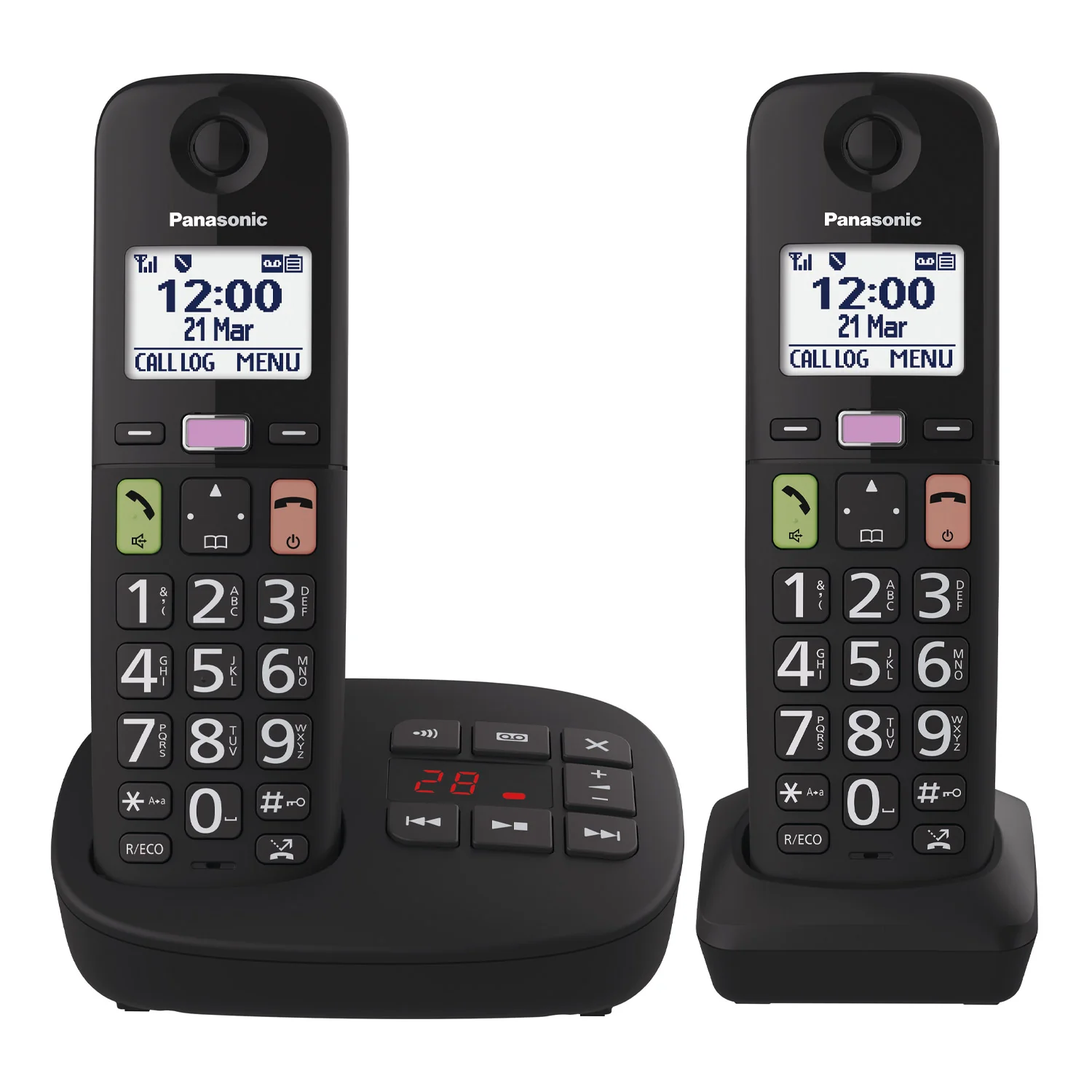 Panasonic KX-TGU132EB Big Button Cordless Phones, Twin Handsets
