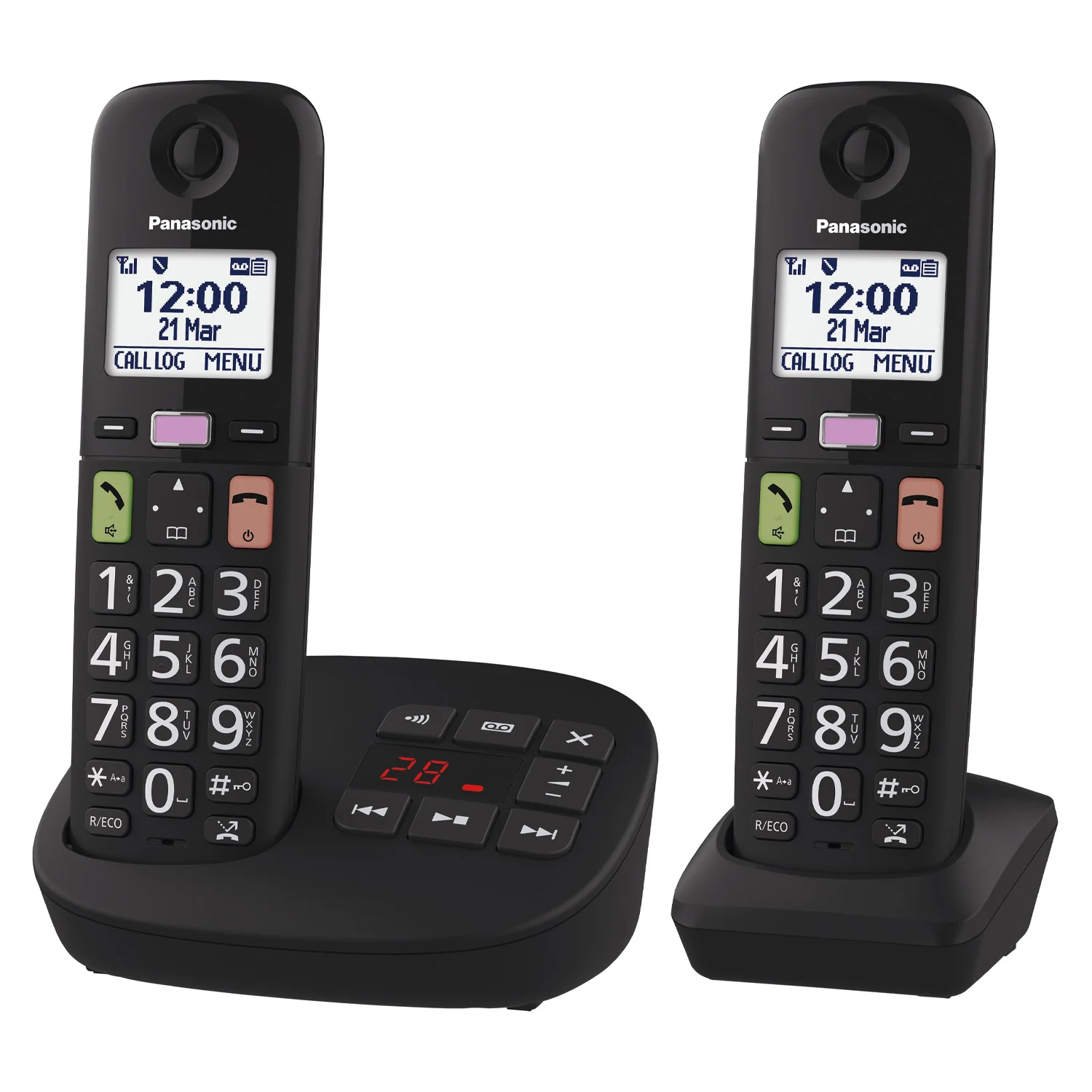 Panasonic KX-TGU132EB Big Button Cordless Phones, Twin Handsets - Image 2