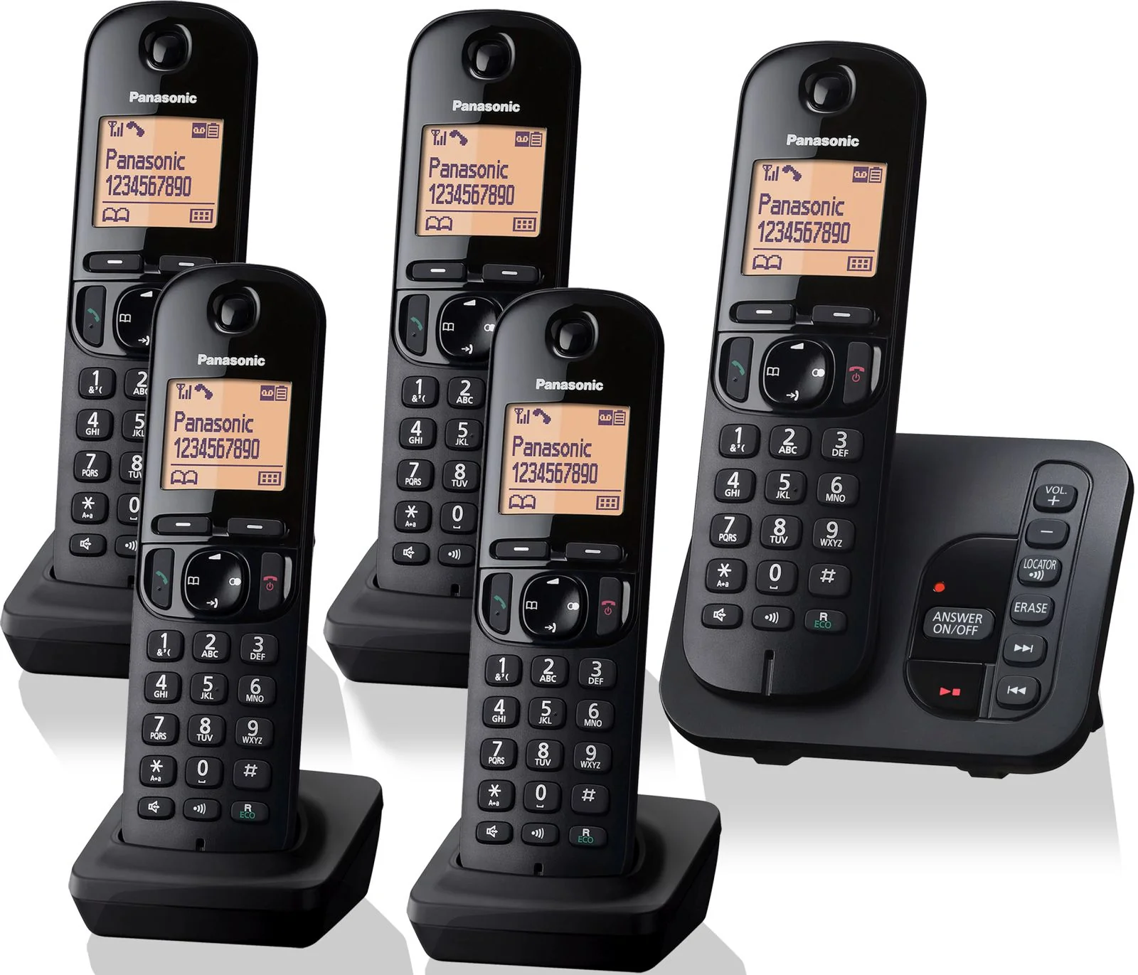 Panasonic KX-TGC 225EB Cordless Phone, Five Handsets with Answer Machine