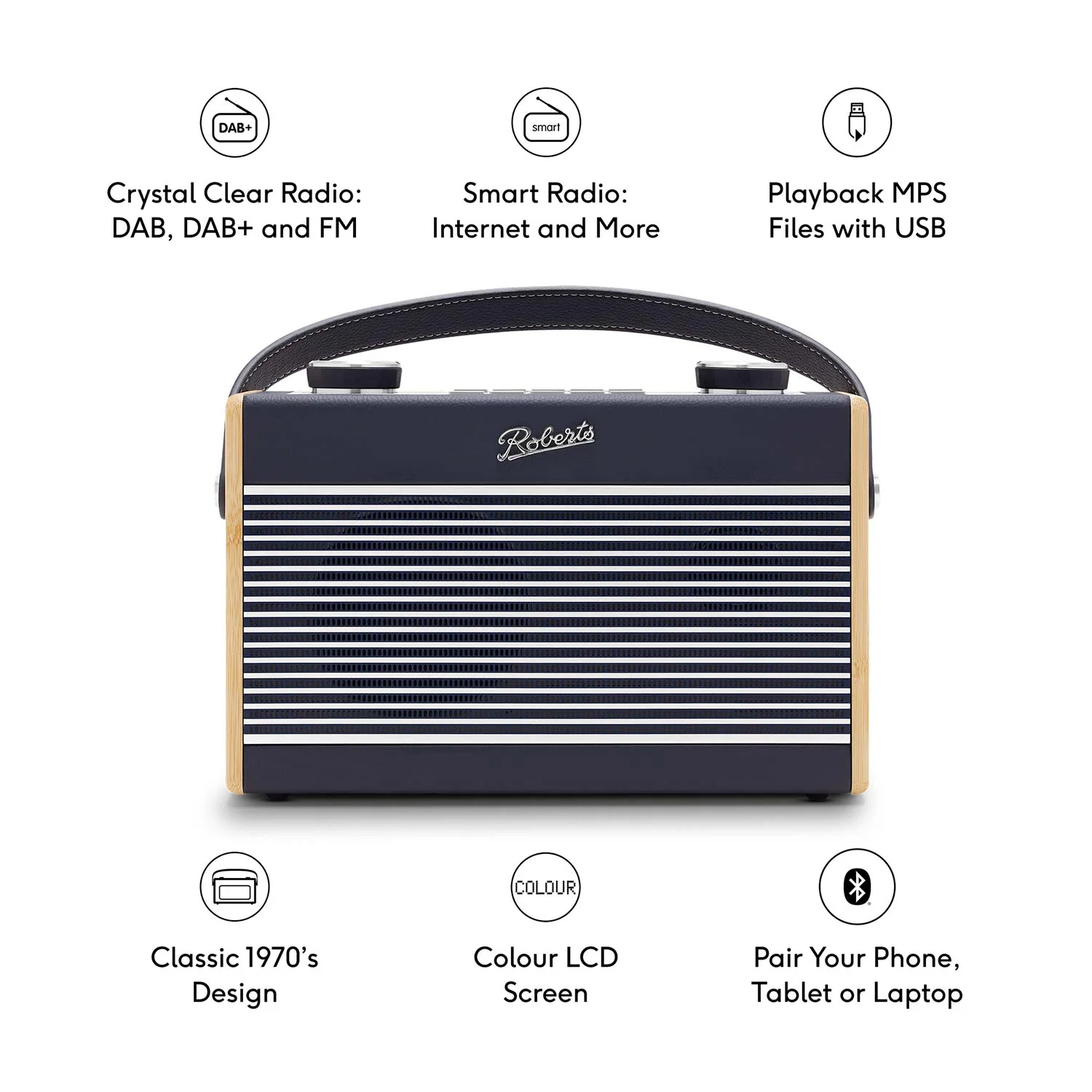 Roberts Rambler Max Stereo DAB/DAB+/FM/Internet Bluetooth Digital Radio in Navy Blue - Image 4