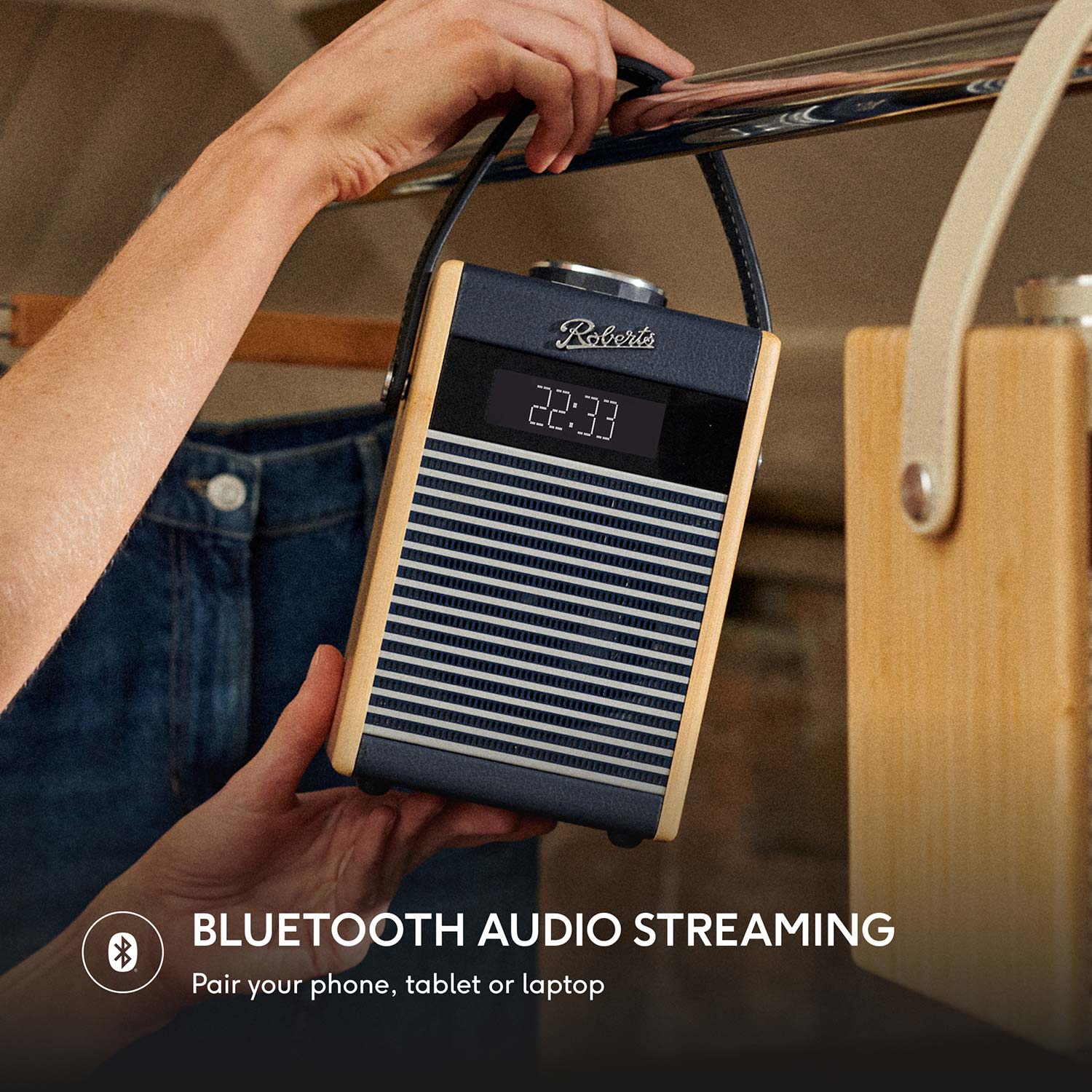 Roberts Rambler Midi DAB/DAB+/FM Bluetooth Digital Radio in Navy Blue - Image 4