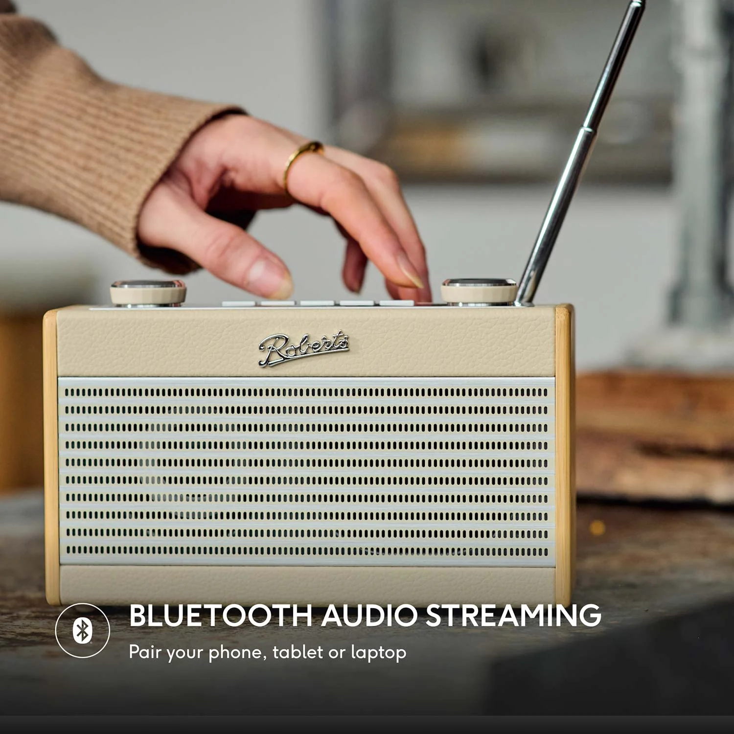 Roberts Rambler Uno DAB/DAB+/FM Bluetooth Digital Radio in Pastel Cream - Image 3