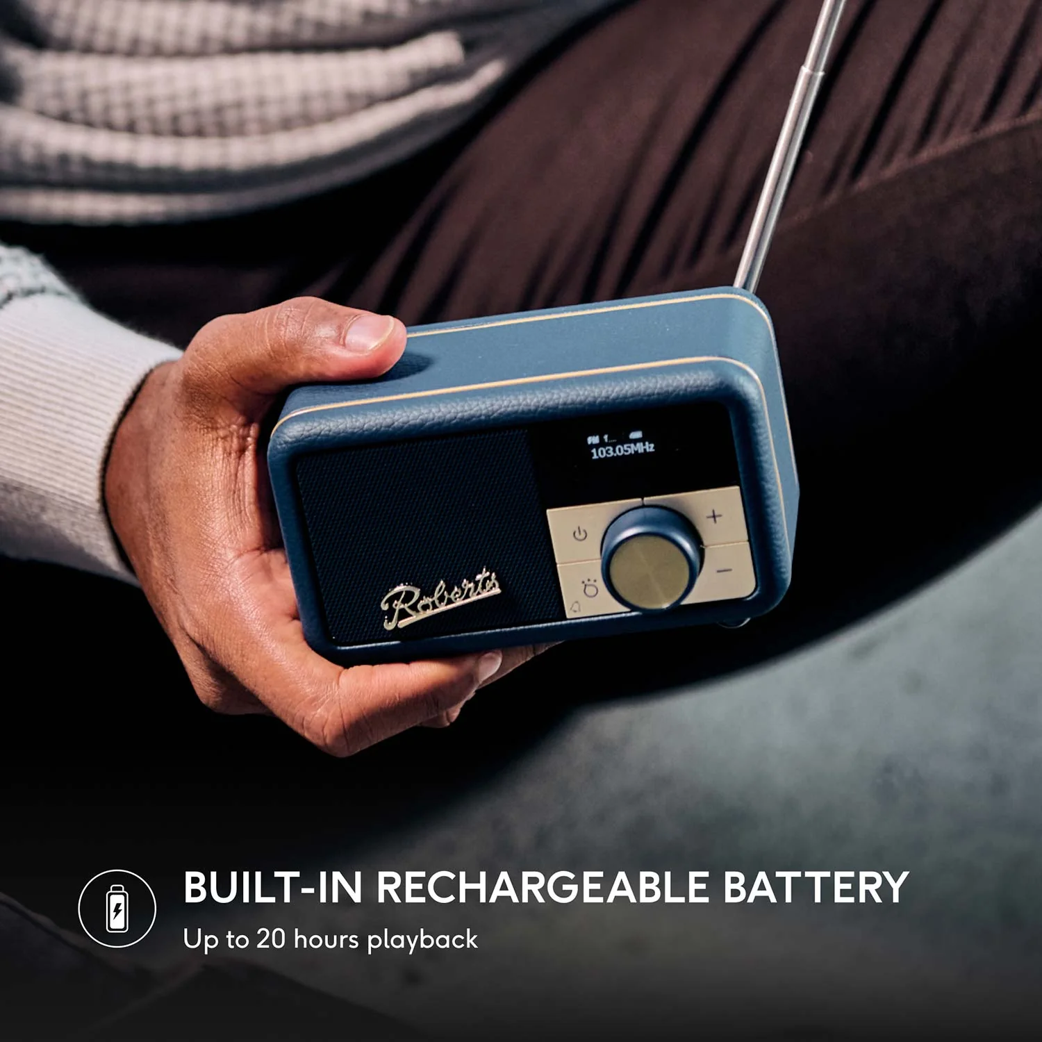 Roberts Revival Petite 2 DAB Radio & Portable Bluetooth Speaker in Midnight Blue - Image 3