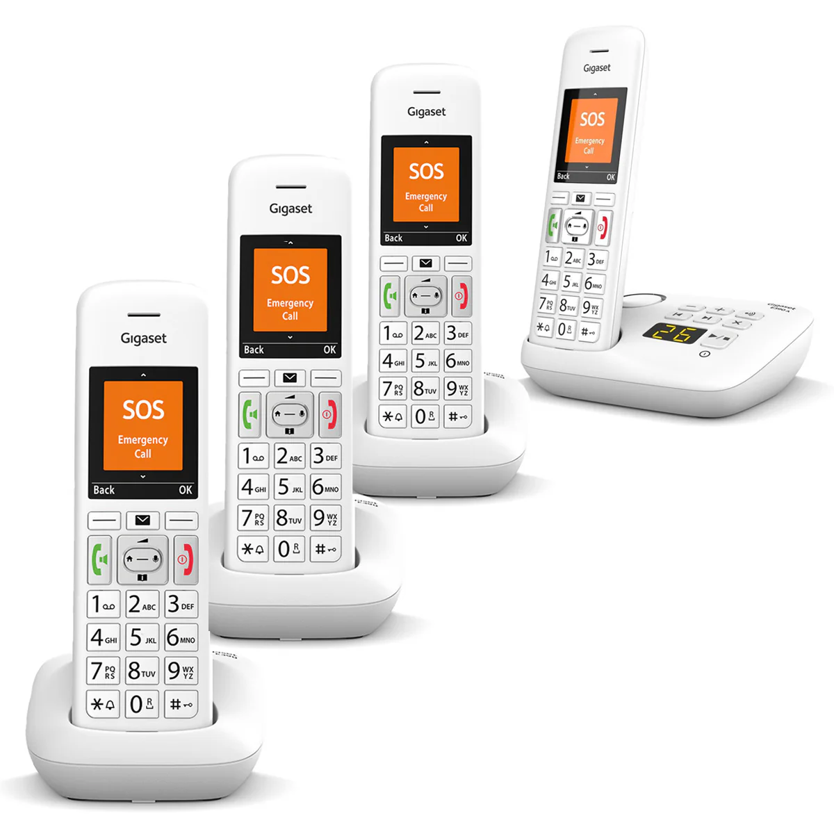 Gigaset Premium E390A Cordless Phone, Quad Handset with Big Buttons