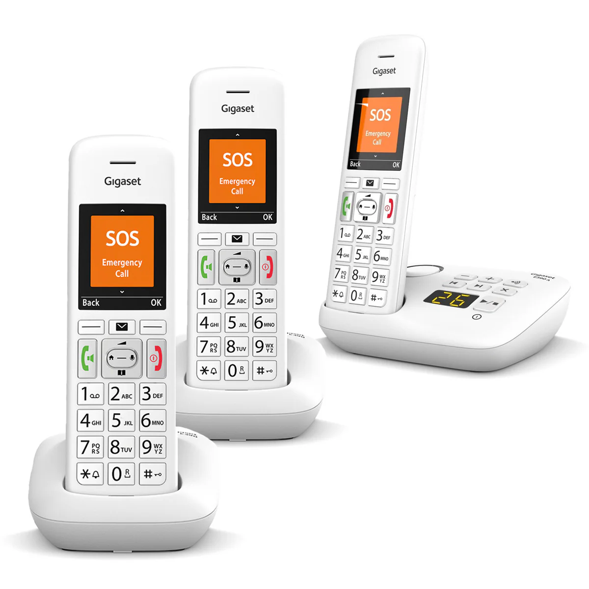 Gigaset Premium E390A Cordless Phone, Trio Handset with Big Buttons