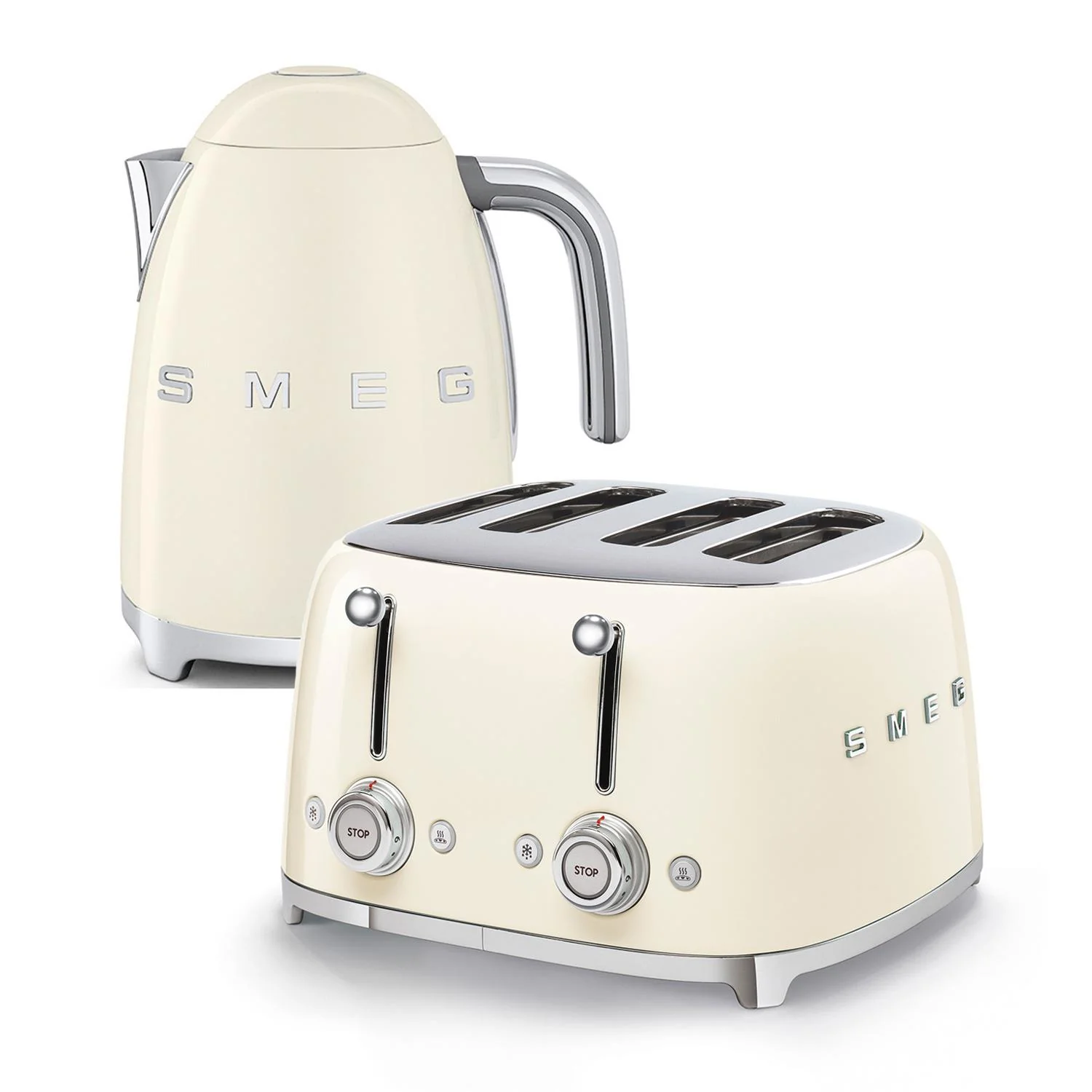 Smeg 4-Slice Toaster & KLF03 Kettle Set in Cream