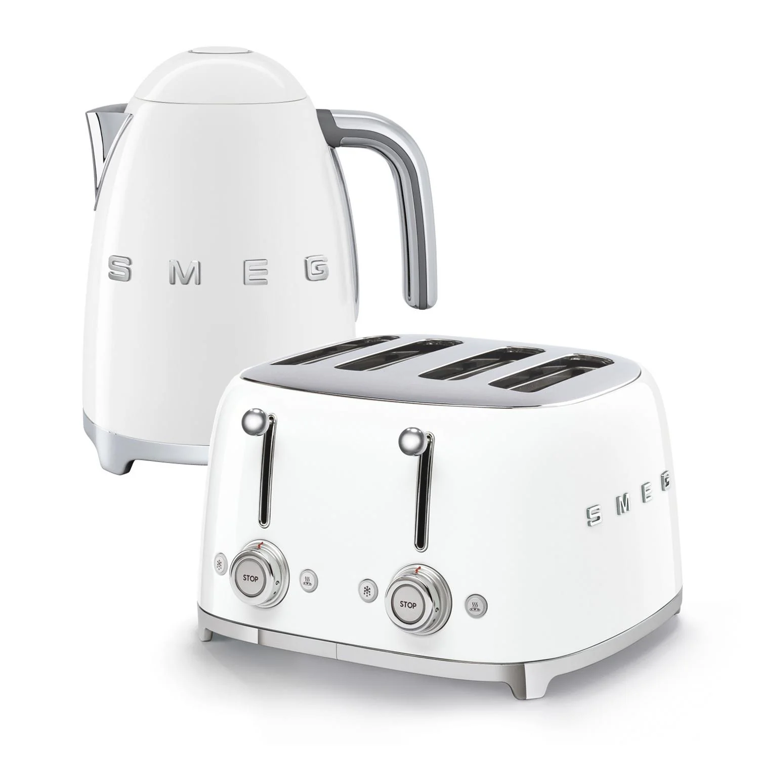 Smeg 4-Slice Toaster & KLF03 Kettle Set in White