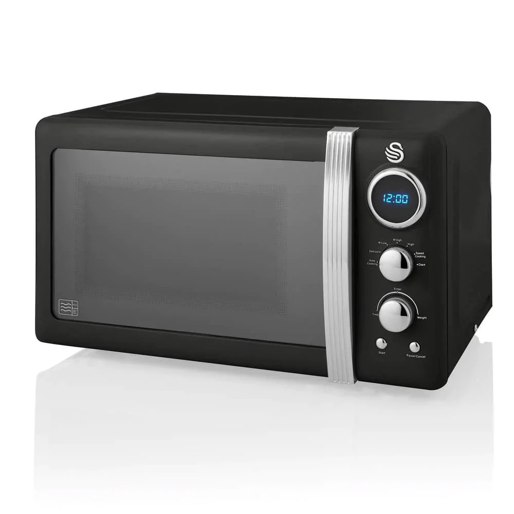 Swan 800W Digital Retro Microwave - Black