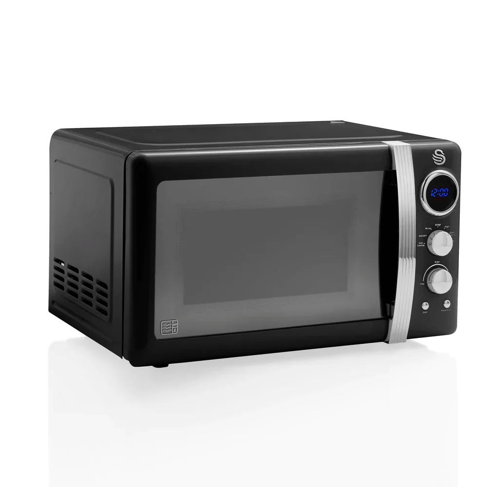 Swan 800W Digital Retro Microwave - Black - Image 2