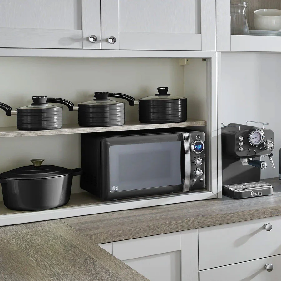 Swan 800W Digital Retro Microwave - Black - Image 6